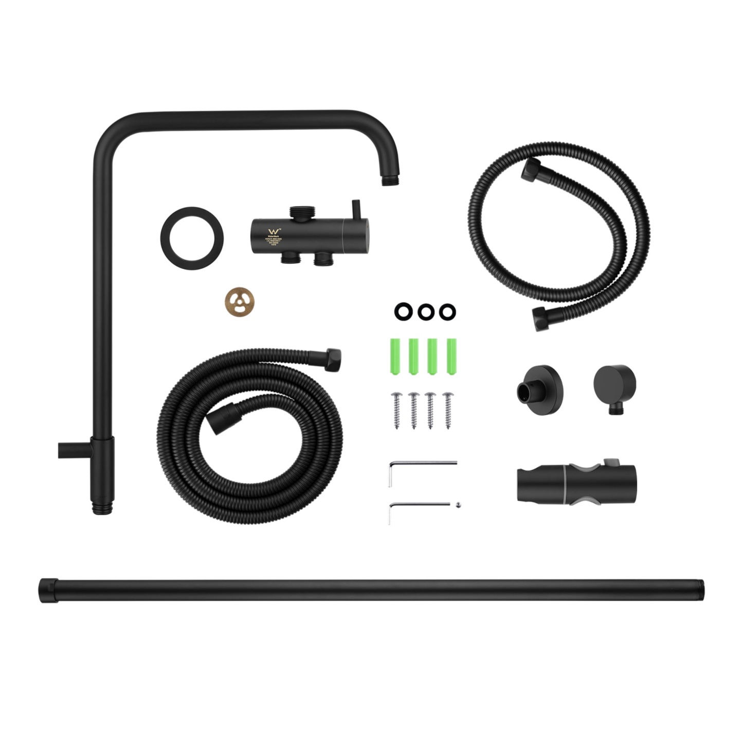 Bathroom Wall Mounted Round Gooseneck Adjustable Twin Shower Rail Body Wall Arm Shower Hose Diverter Sliding Rail Chrome/Matte Black