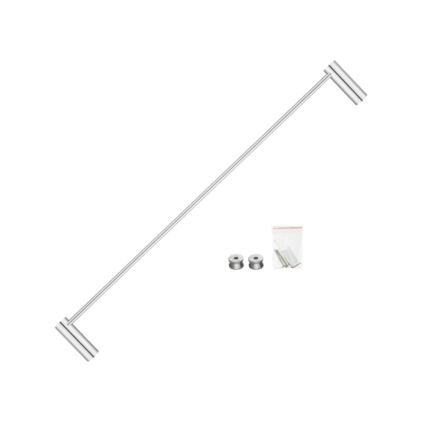 Round Stainless Steel 600mm Single Towel Rail Rack Bathroom Wall Mounted Towel Clothes Holder Hanger Chrome/Matte Black/Brushed Yellow Gold