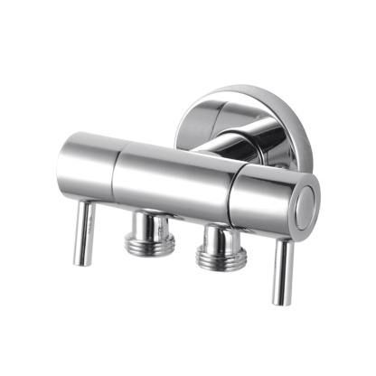 Brass Wall Mounted Dual Water Flow Control Bathroom Toilet Bidet Cistern Valve Stop Adapter Chrome/Black