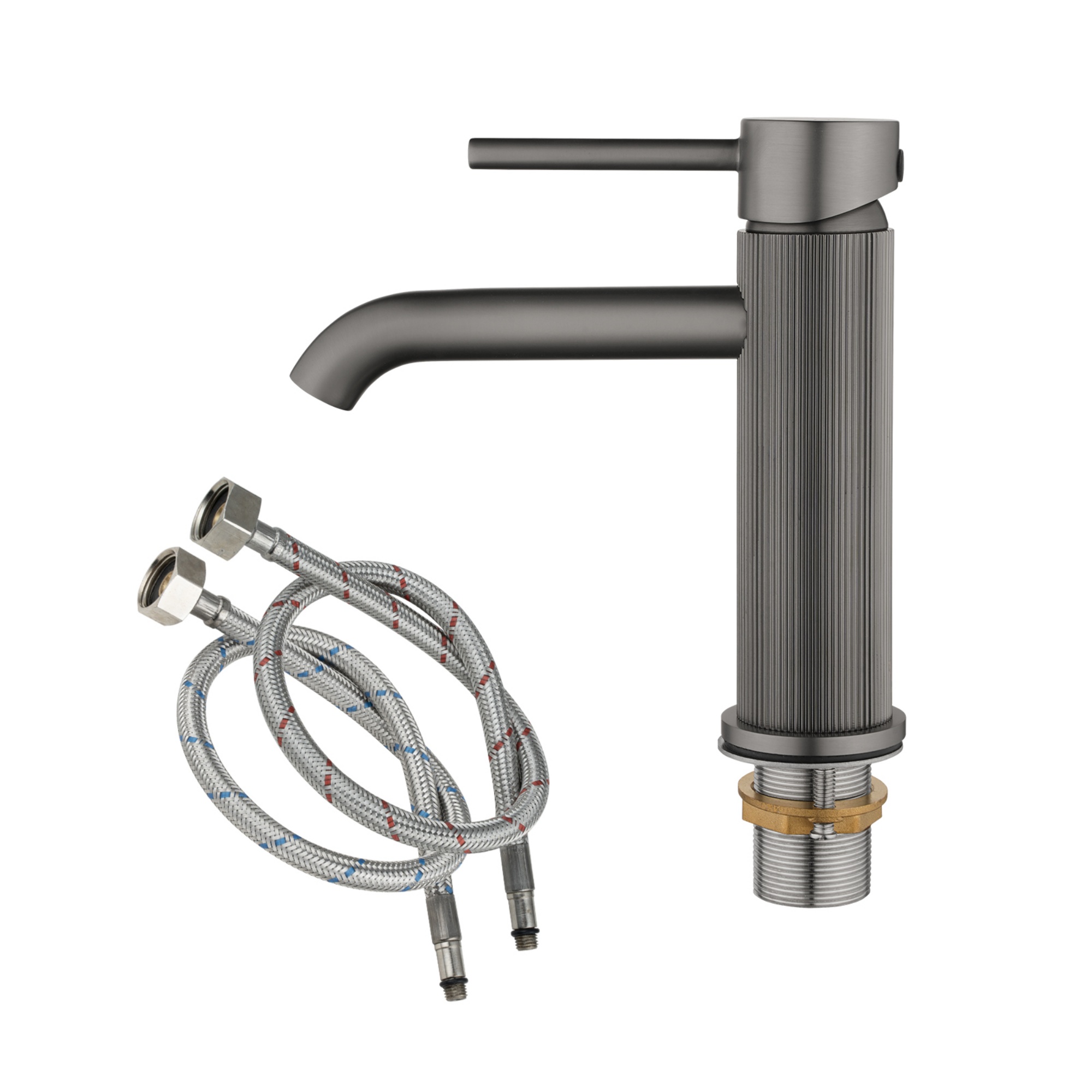 Bathroom Round Brass Basin Mixer Tap Laundry Sink Vanity Pin Lever Knurled Faucet Chrome/Brushed Yellow Gold/Gunmetal Grey