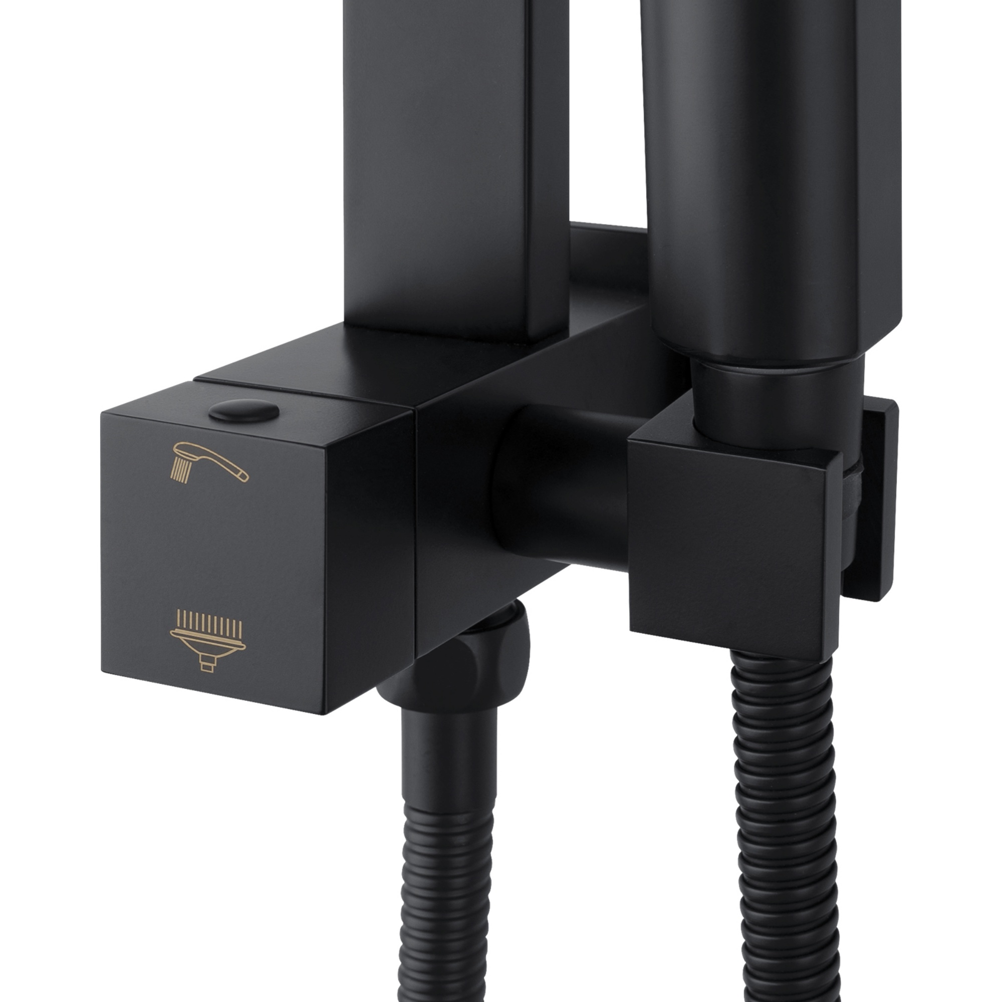 Bathroom 8“ Rectangle Rain Twin Shower Set Super Thin Overhead Shower Head 3 Function Hand-held Shower Rose Gooseneck Shower Arm Chrome/Black