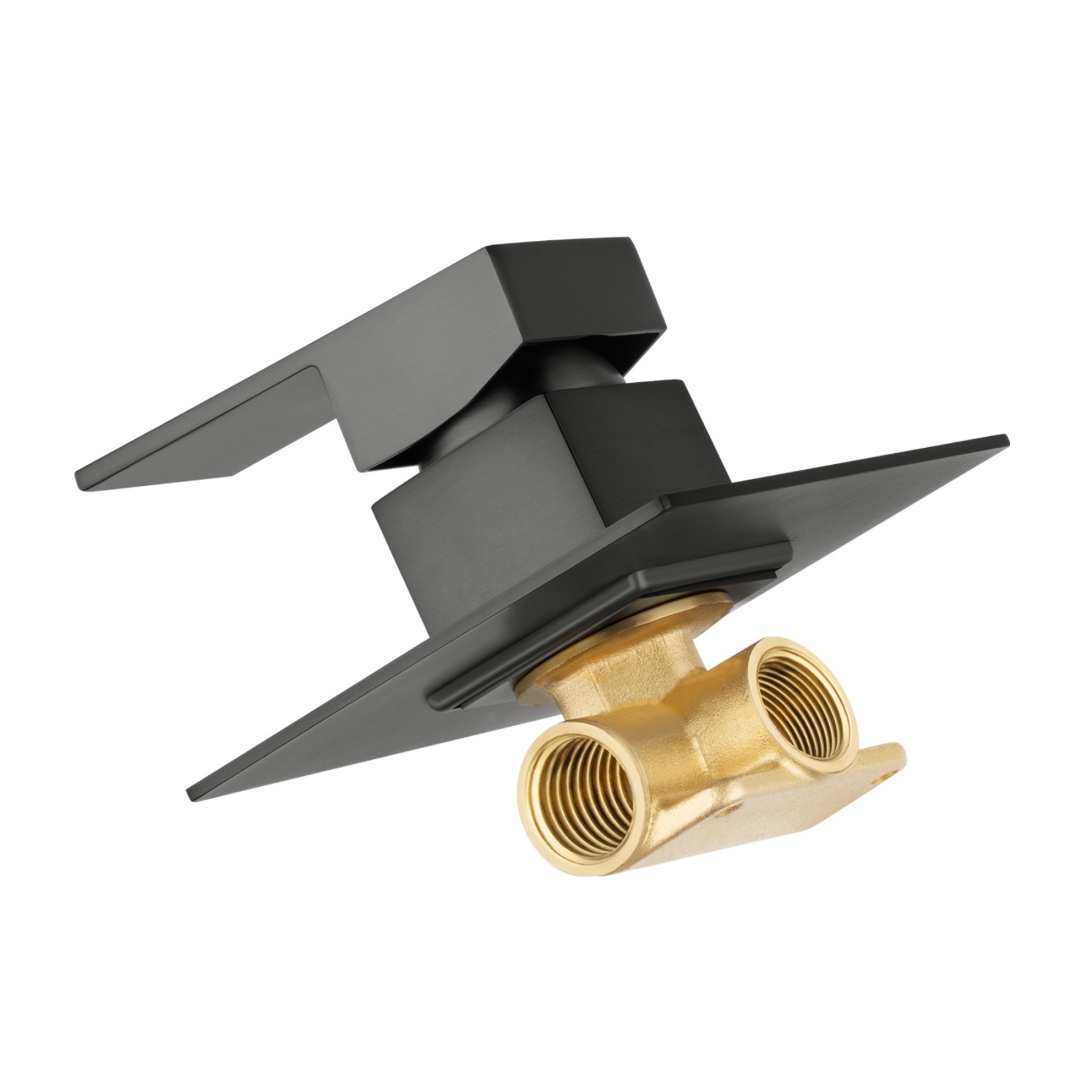 Square Brass Built-in Bath Shower Mixer Tap Bathroom Basin Sink Flick Mixer Tap Chrome / Matte Black / Brushed Yellow Gold / Gunmetal Grey