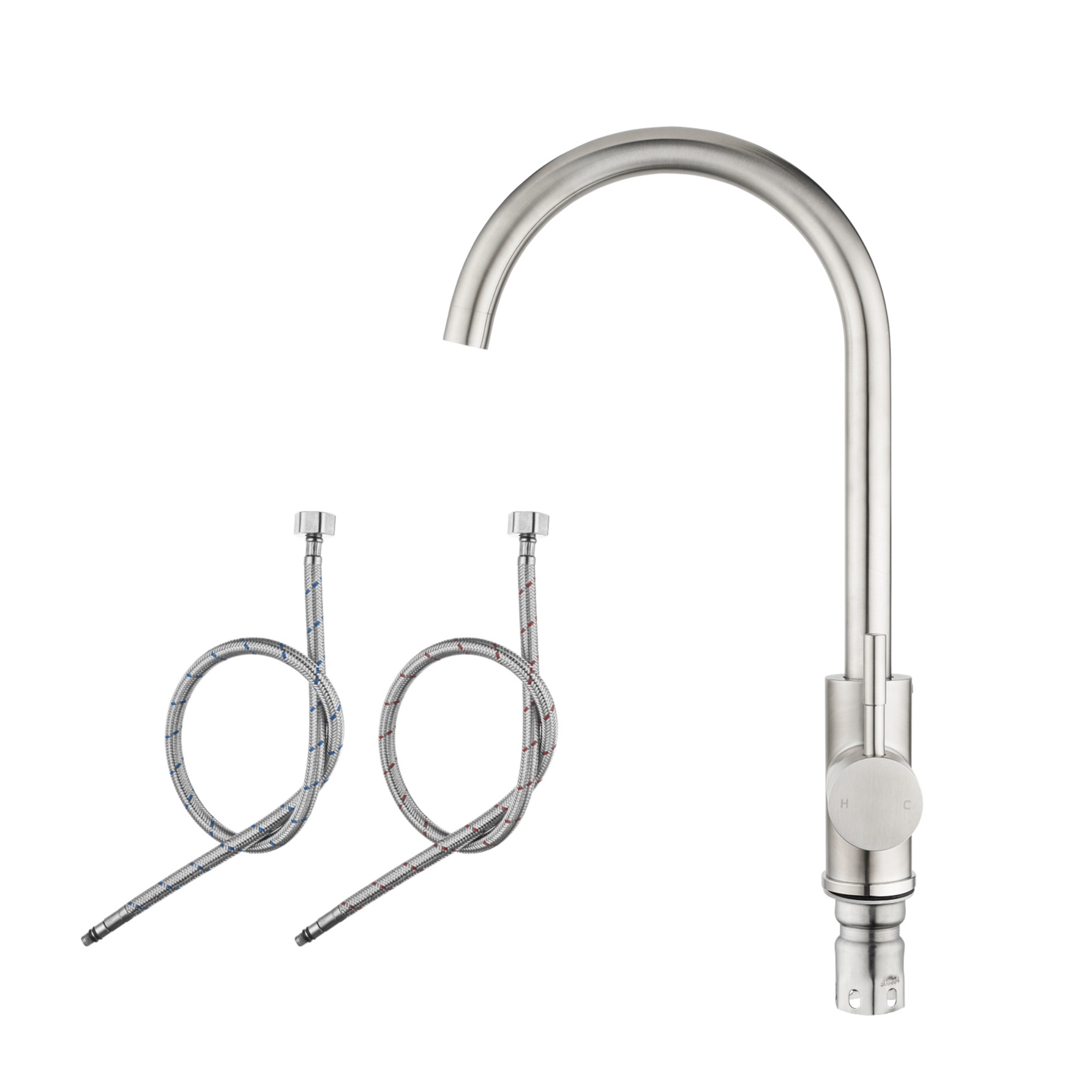 Stainless Steel Round Kitchen Sink Mixer Tap 360° Swivel Spout Laundry Basin Faucet Chrome/Matte Black