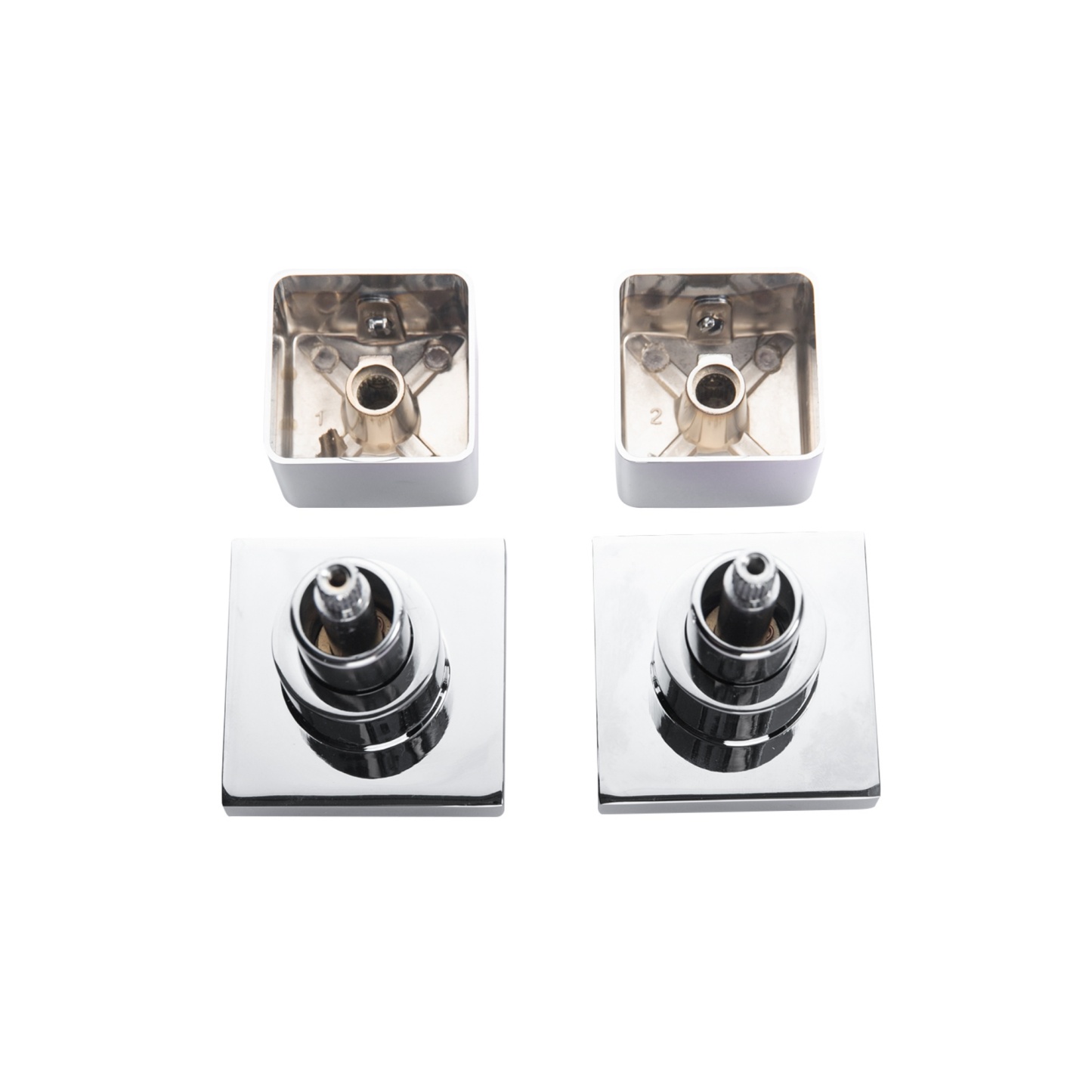 Bathroom 1/4 Turn Square Brass Shower Wall Tap Set Bath Basin Wall Mounted Shower Head Hot and Cold Water Twin Taps