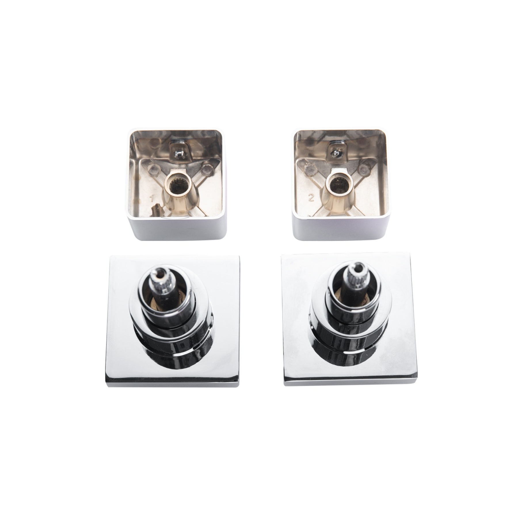 Bathroom 1/4 Turn Square Brass Shower Wall Tap Set Bath Basin Wall Mounted Shower Head Hot and Cold Water Twin Taps