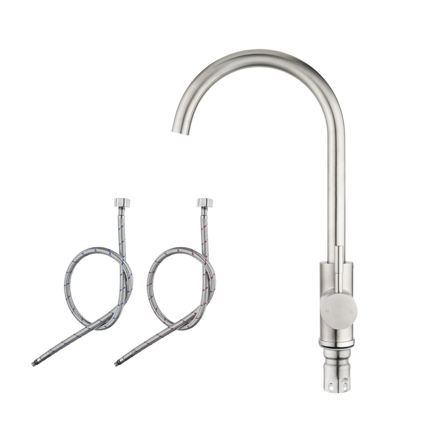 Stainless Steel Round Kitchen Sink Mixer Tap 360° Swivel Spout Laundry Basin Faucet Chrome/Matte Black