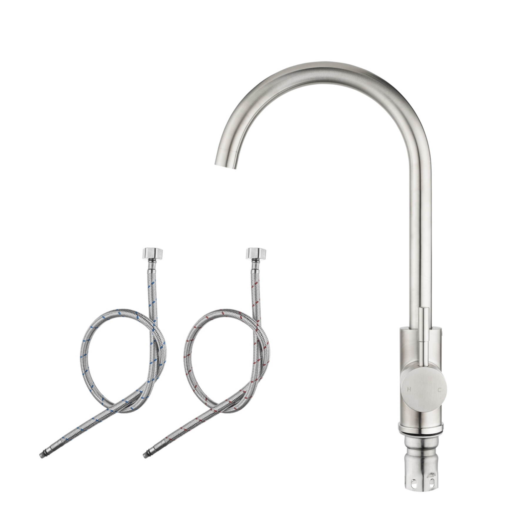 Stainless Steel Round Kitchen Sink Mixer Tap 360° Swivel Spout Laundry Basin Faucet Chrome/Matte Black