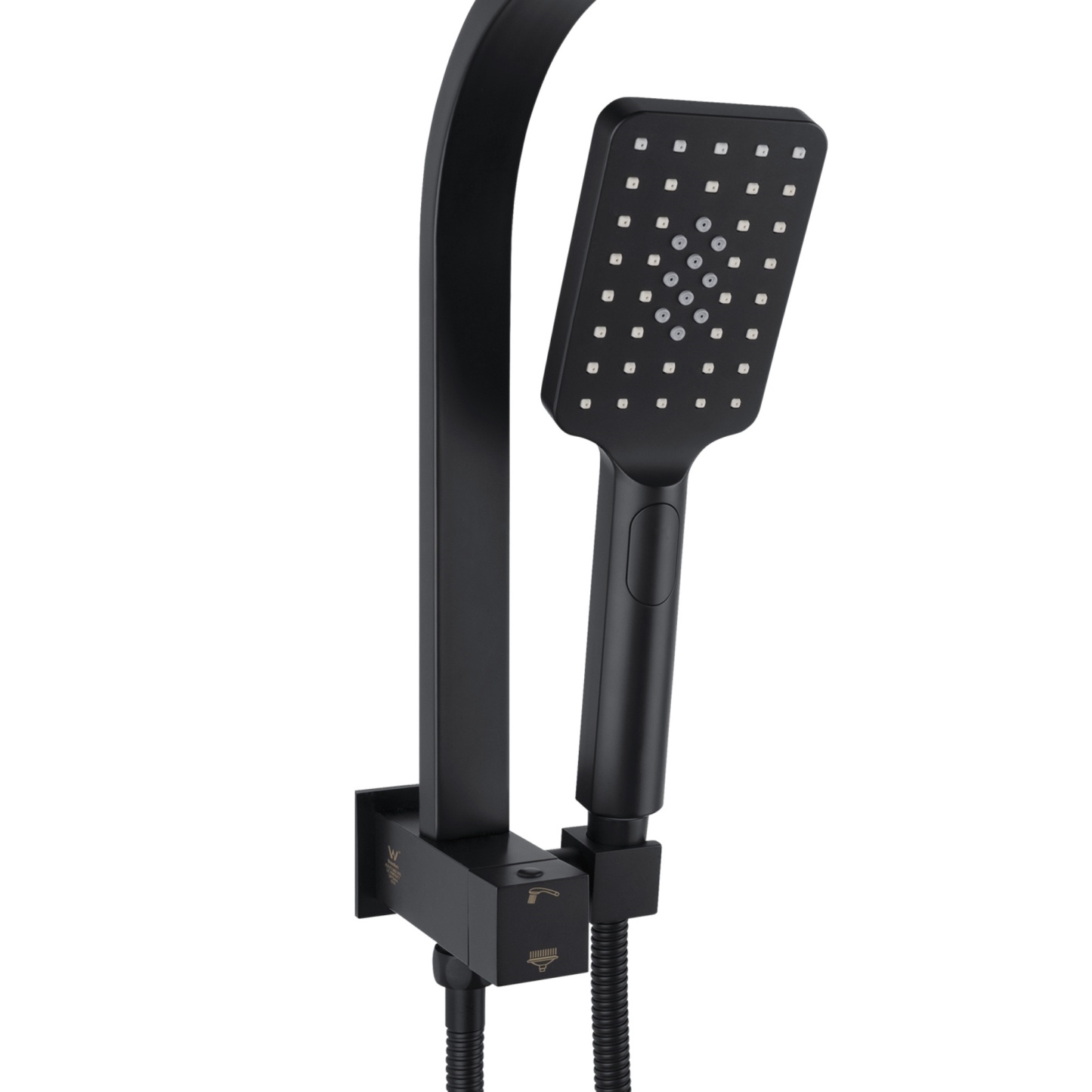 Bathroom 8“ Rectangle Rain Twin Shower Set Super Thin Overhead Shower Head 3 Function Hand-held Shower Rose Gooseneck Shower Arm Chrome/Black