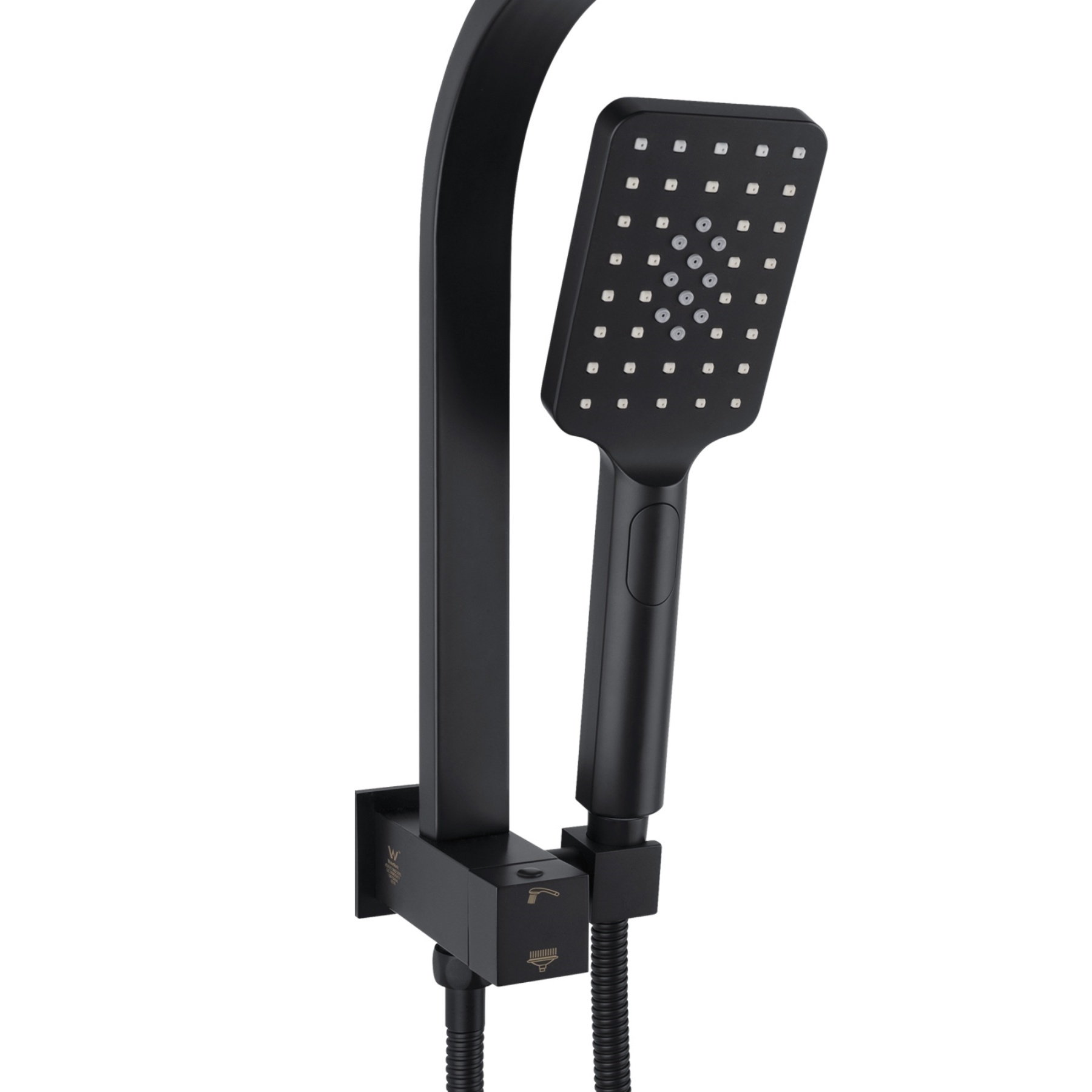 Bathroom 8“ Rectangle Rain Twin Shower Set Super Thin Overhead Shower Head 3 Function Hand-held Shower Rose Gooseneck Shower Arm Chrome/Black