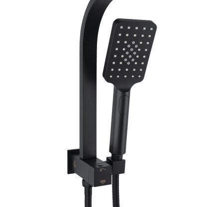 Bathroom 8“ Rectangle Rain Twin Shower Set Super Thin Overhead Shower Head 3 Function Hand-held Shower Rose Gooseneck Shower Arm Chrome/Black