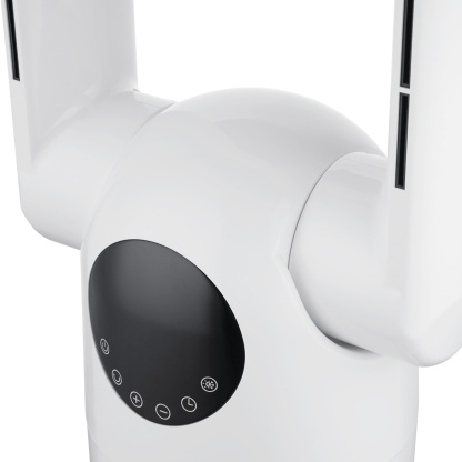 9 Speeds Freestanding Bladeless Oscillation Tilt  Fan Cool Hot Air Purification Remote Control White/Silver & Grey