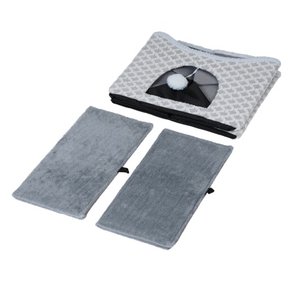 Foldable Indoor Pet Bed Cat Cave Felt Bed Scratch Pad Kitten Cat Hideaway House Grey/Blue