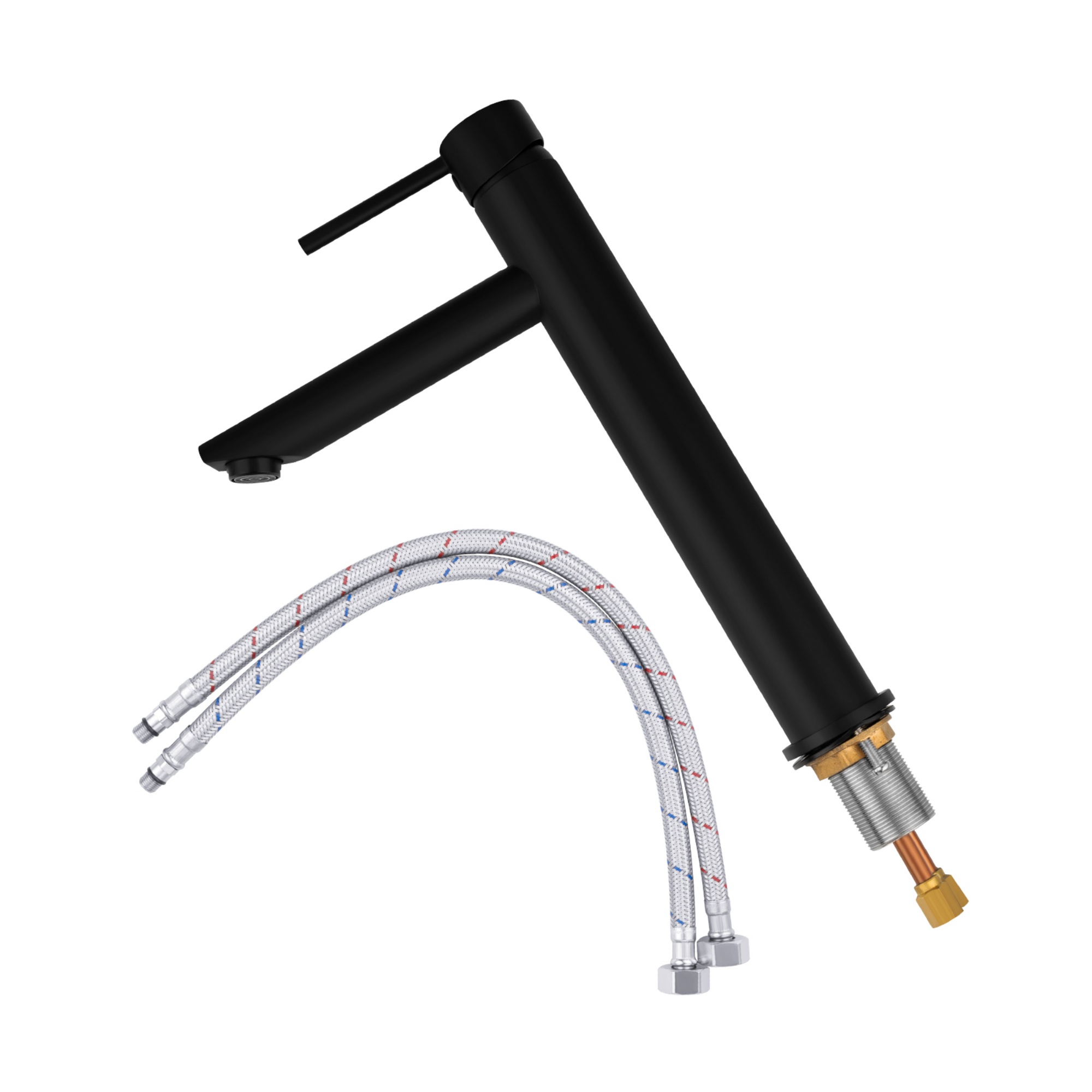 Round Tall Bath Basin Mixer Tap Bathroom Laundry Sink Vanity Counter Top Flick Faucet Chrome/Matte Black