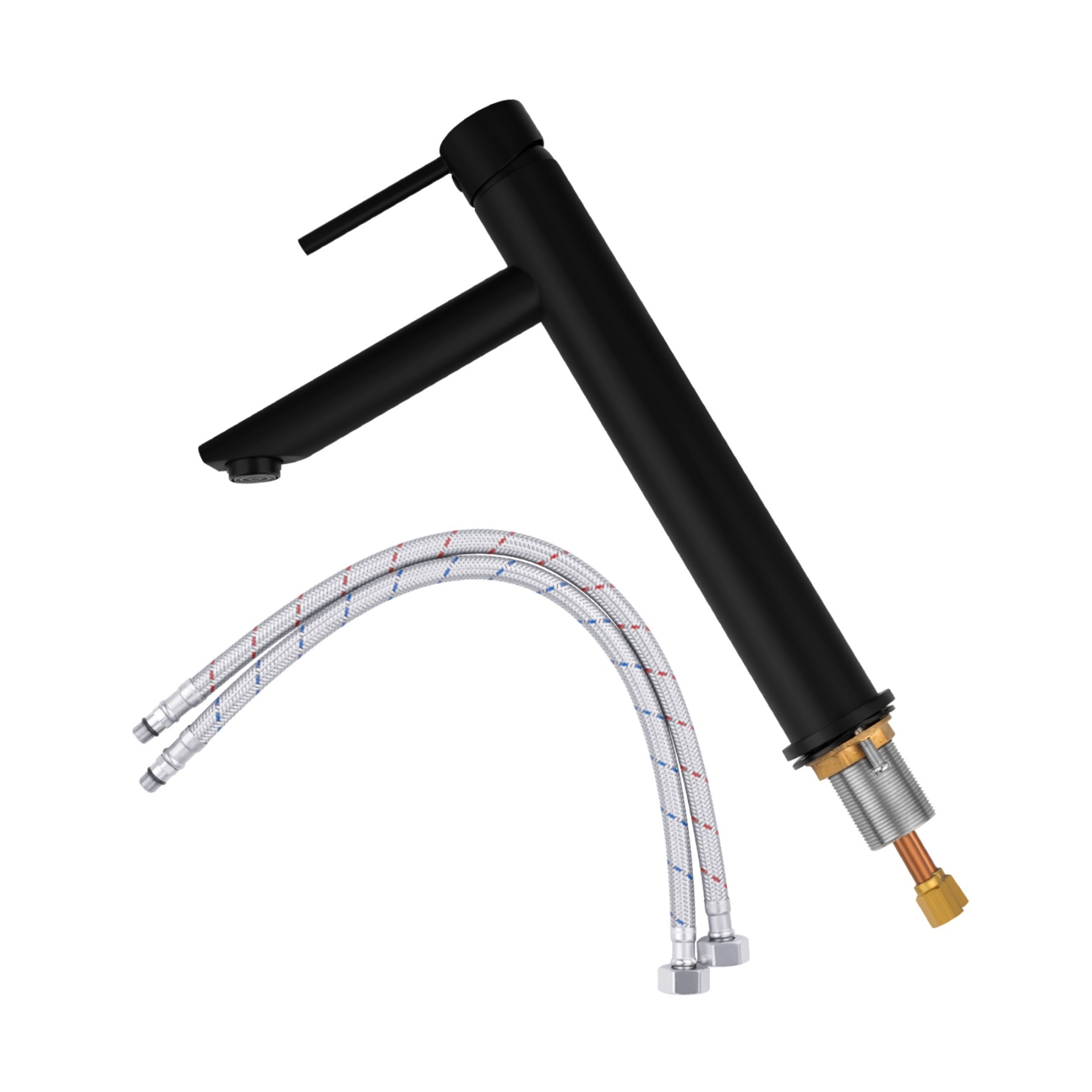 Round Tall Bath Basin Mixer Tap Bathroom Laundry Sink Vanity Counter Top Flick Faucet Chrome/Matte Black