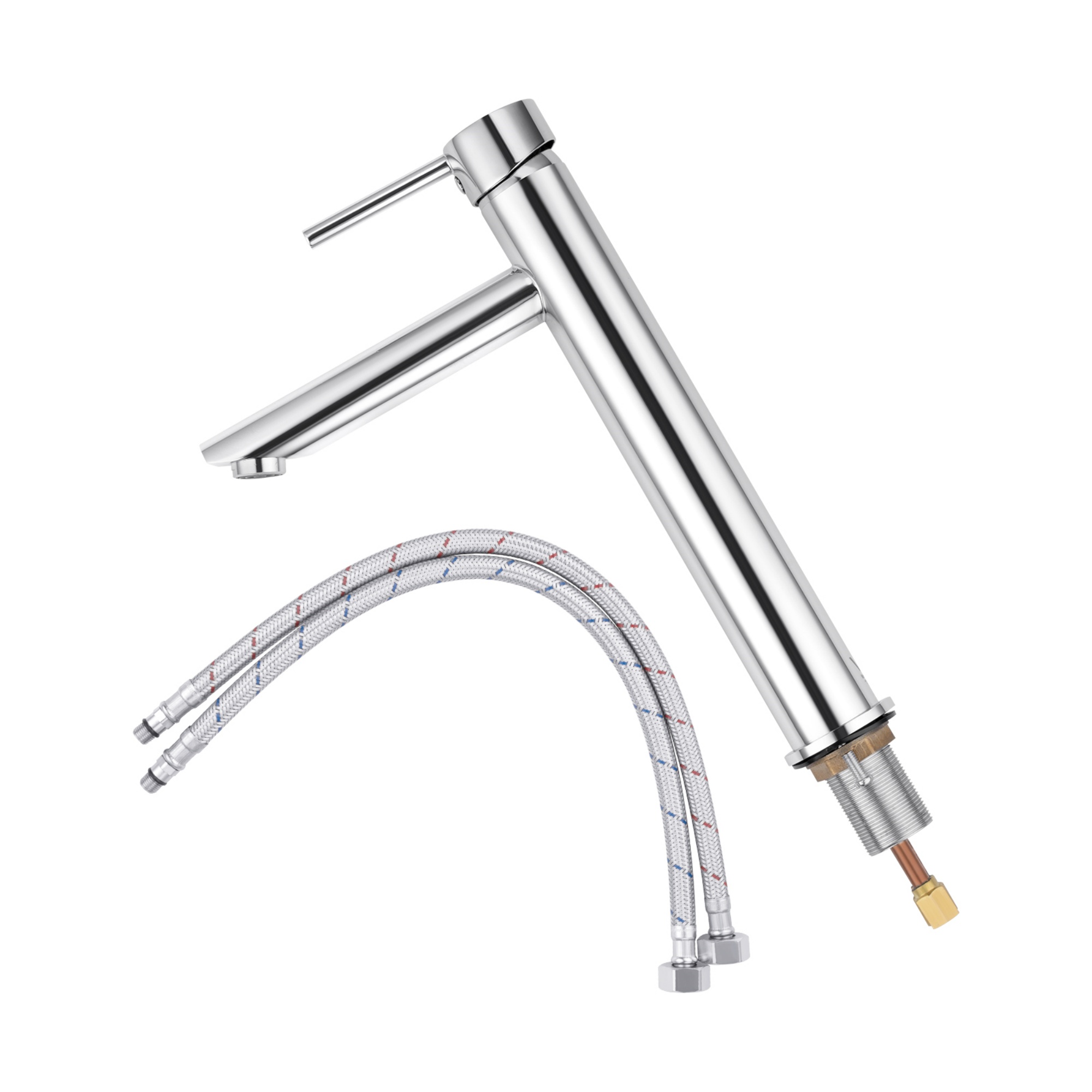 Round Tall Bath Basin Mixer Tap Bathroom Laundry Sink Vanity Counter Top Flick Faucet Chrome/Matte Black