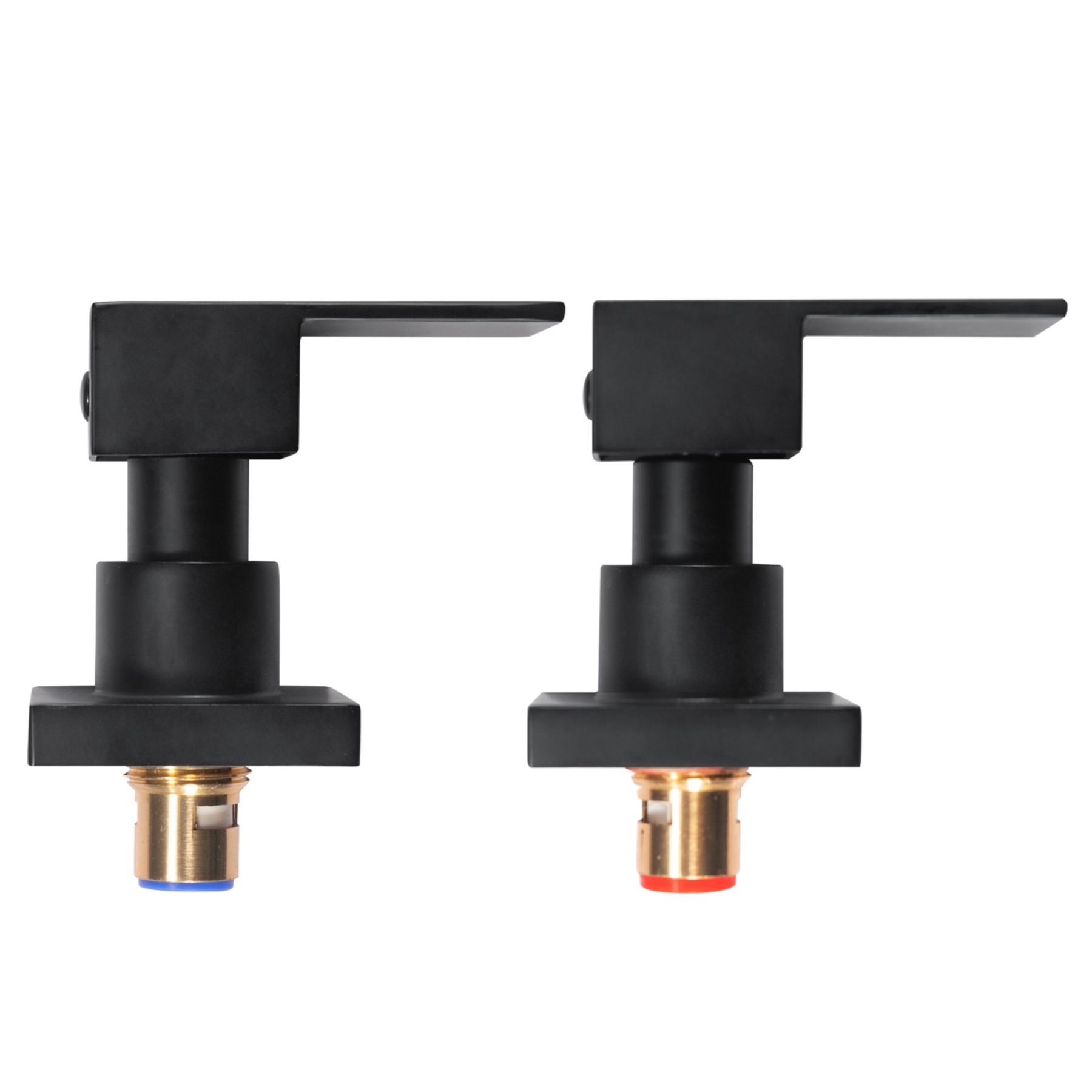 1/4 Bathroom Square Wall Mounted Twin Shower Taps Bath Basin Sink Hot Cold Mixer Taps Chrome/Matte Black/Gunmetal Grey