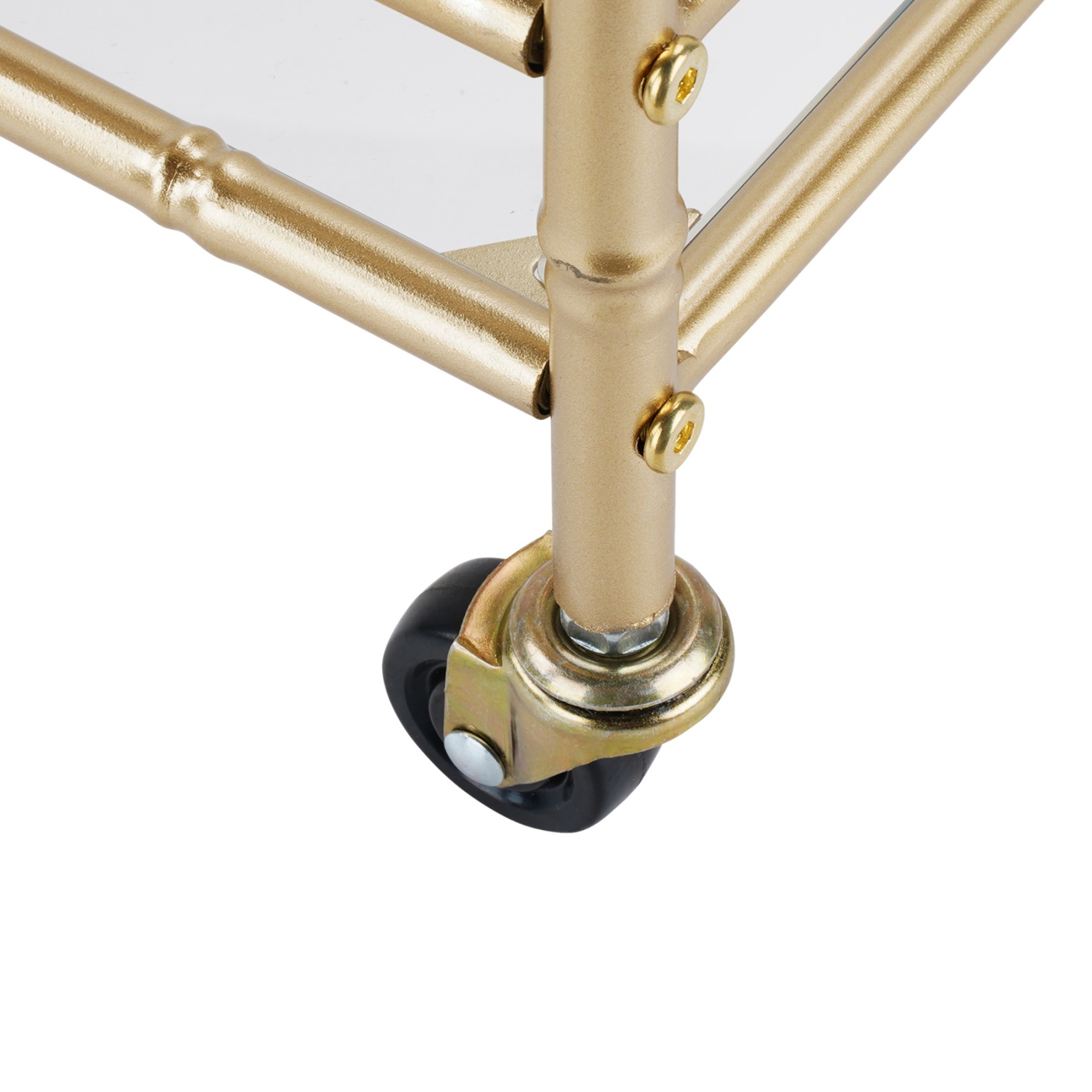 2 Tier Kitchen Island Food Fruit Serving Trolley Rolling Wine Bear Drinks Holder Bar Cart Glass Tabletop