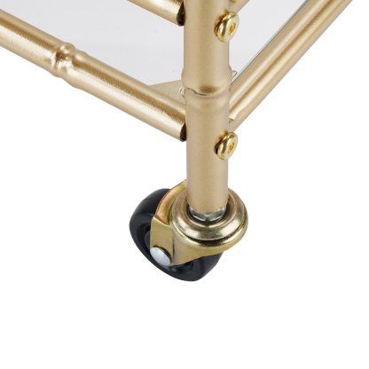 2 Tier Kitchen Island Food Fruit Serving Trolley Rolling Wine Bear Drinks Holder Bar Cart Glass Tabletop