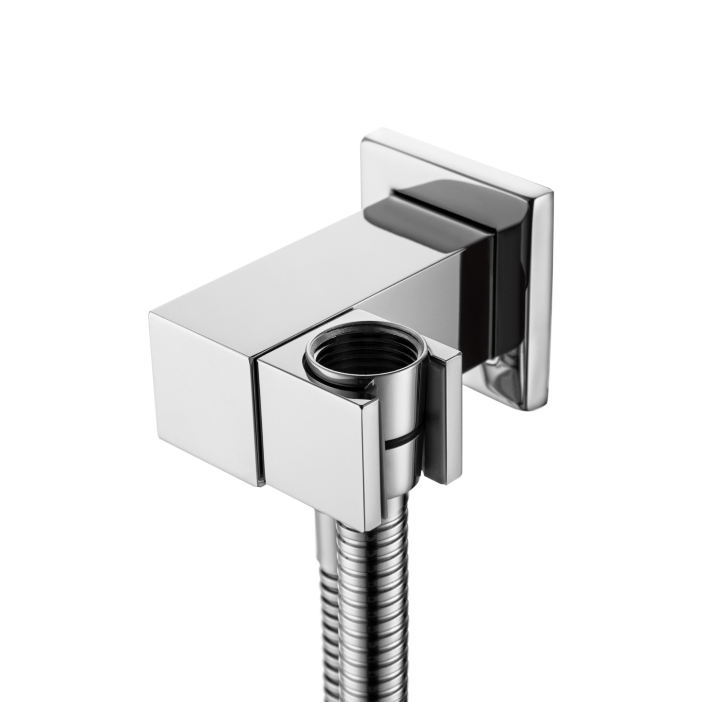 Bathroom Wall Mounted Square Swivel Handheld Shower Head Holder Bracket 1.5m Shower Hose Inlet Connector Chrome/Black