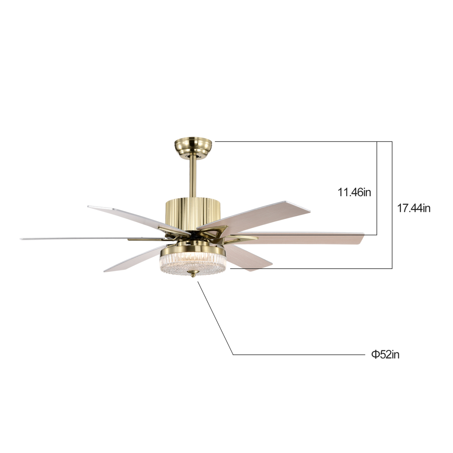 52" Ceiling Fan LED Light Timer Remote Control Reverse Airflow Indoor Outdoor