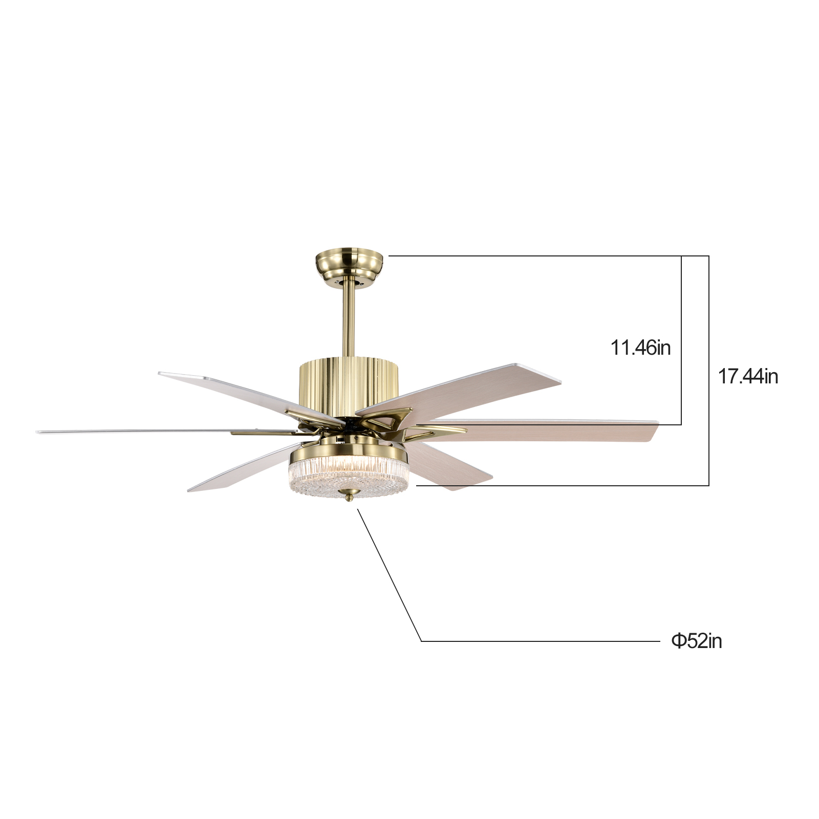 52" Ceiling Fan LED Light Timer Remote Control Reverse Airflow Indoor Outdoor