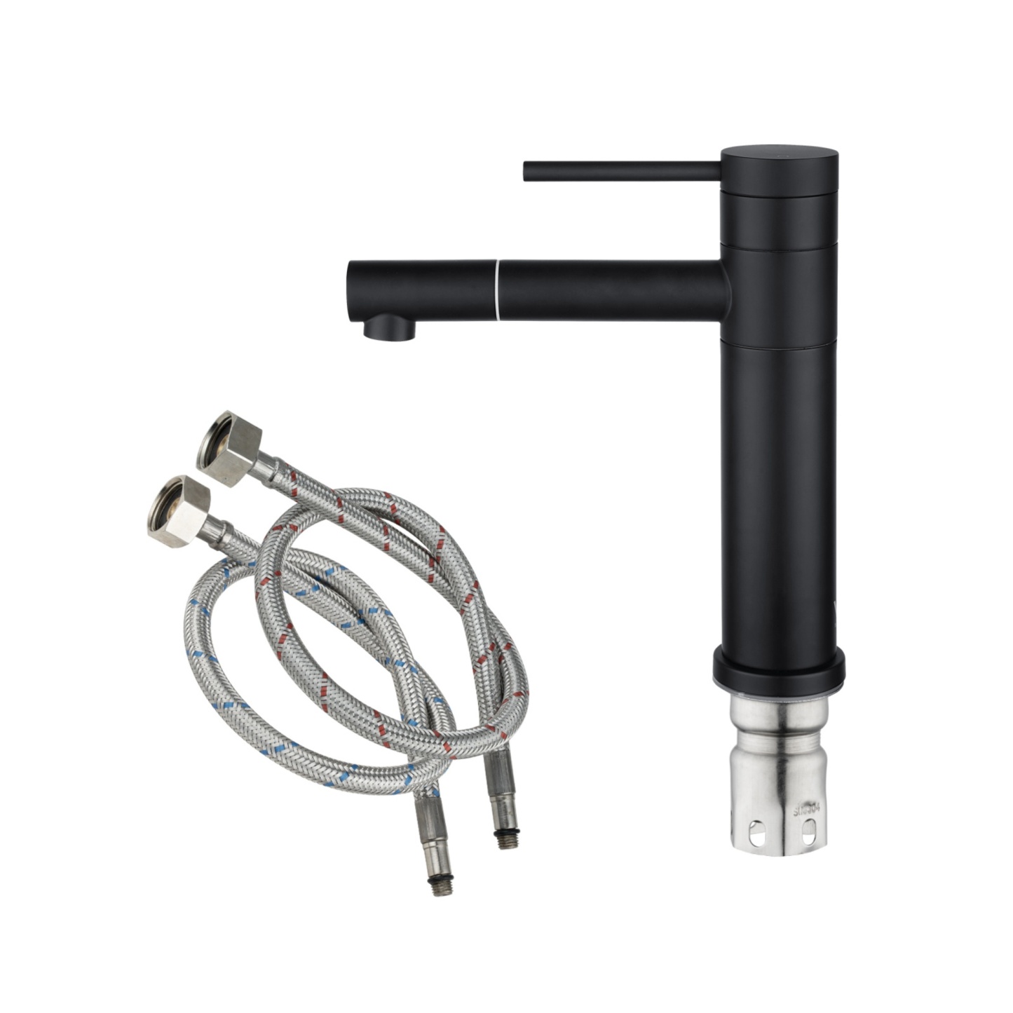 Bath Basin Round Stainless Steel Mixer Tap Laundry Sink Vanity 360° Swivel Nozzle Flick Faucet Chrome/Black