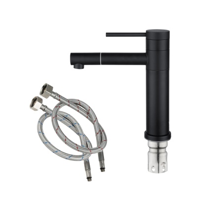 Bath Basin Round Stainless Steel Mixer Tap Laundry Sink Vanity 360° Swivel Nozzle Flick Faucet Chrome/Black