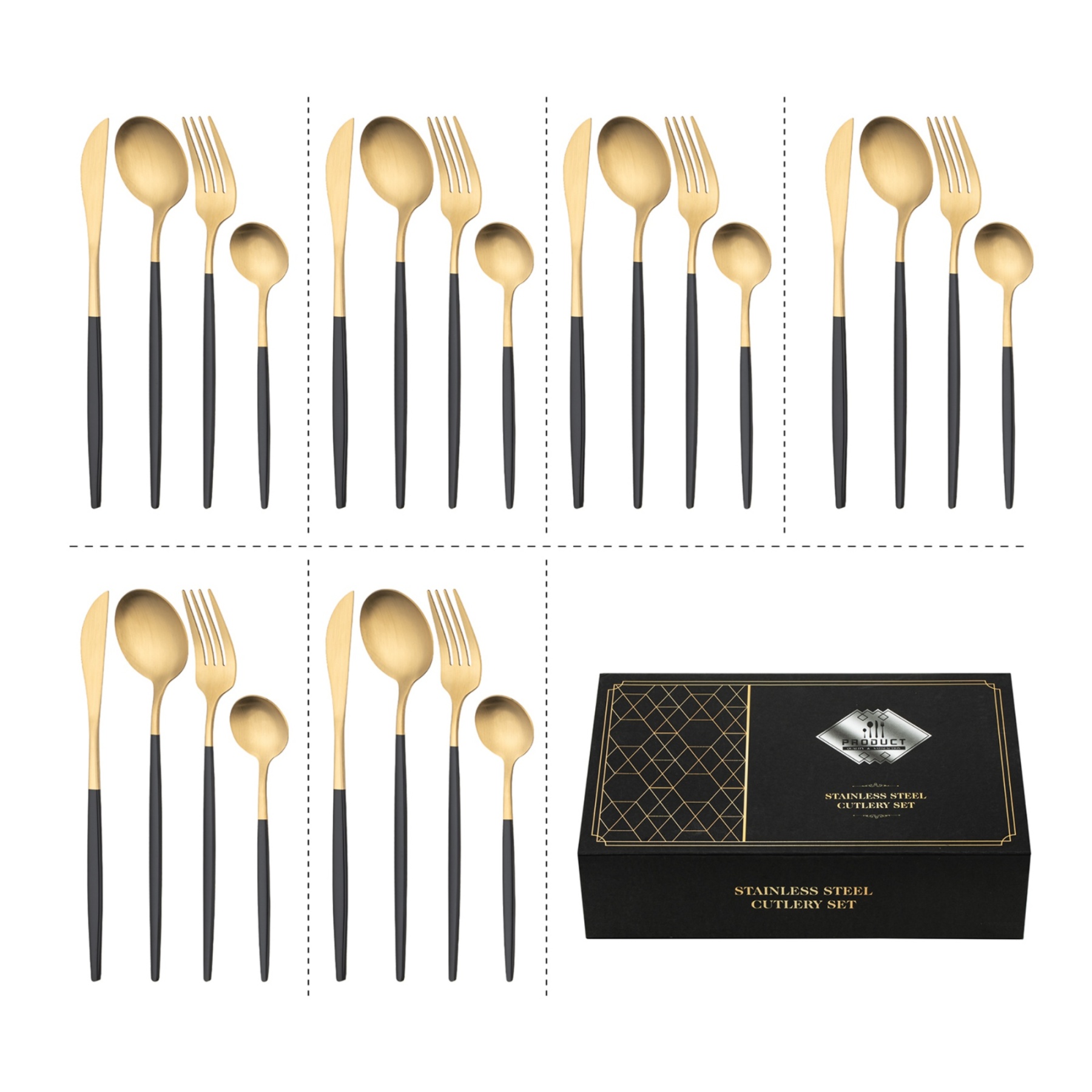 24 Piece Stainless Steel Cutlery Set Knife Spoon Fork Kitchen Dinnerware Dining Tableware