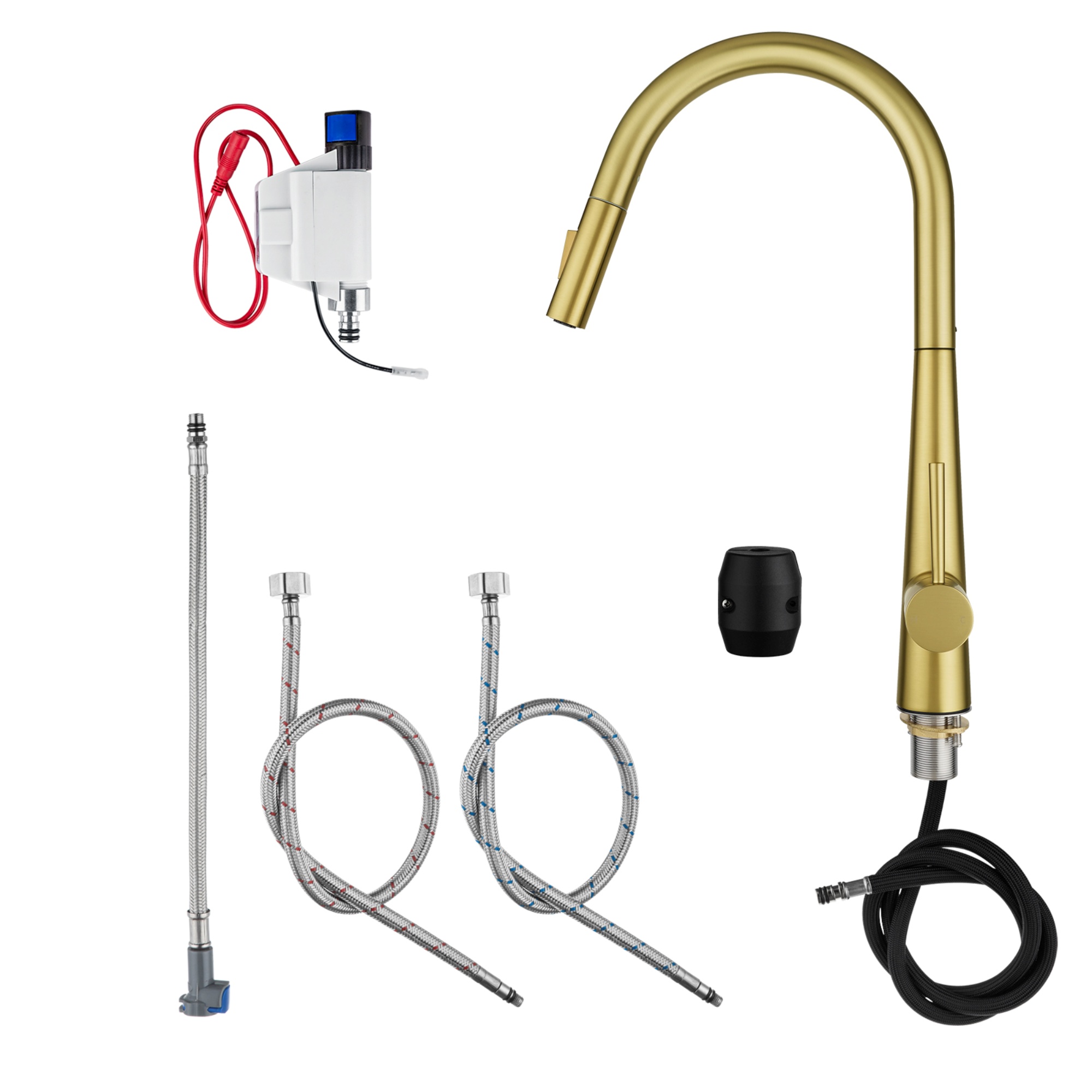 2 Function Smart Hand Touch Sensor Control Pull-Out Kitchen Sink Mixer Tap Laundry Basin Vanity 360° Swivel Spout Faucet Brushed Nickel/Black/Brushed Yellow Gold