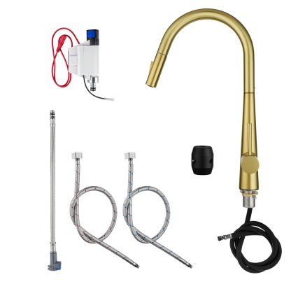 2 Function Smart Hand Touch Sensor Control Pull-Out Kitchen Sink Mixer Tap Laundry Basin Vanity 360° Swivel Spout Faucet Brushed Nickel/Black/Brushed Yellow Gold