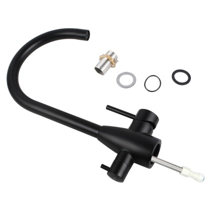 Round 3 Way Swivel Kitchen Sink Mixer Tap Pure Drinking Water Spout Faucet Brushed Nickel/Black