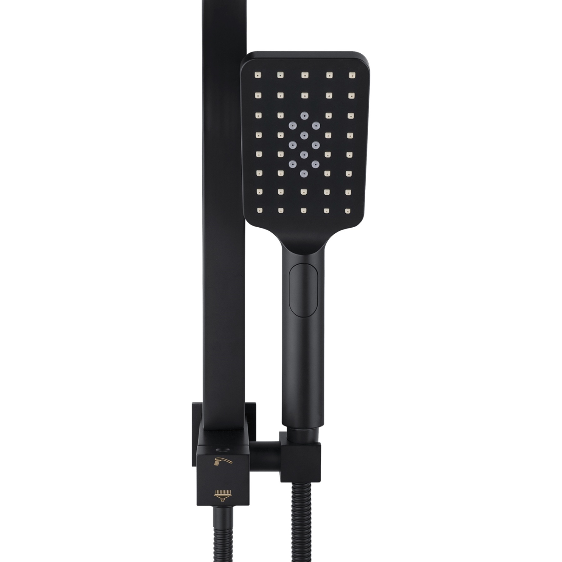 Bathroom 8“ Rectangle Rain Twin Shower Set Super Thin Overhead Shower Head 3 Function Hand-held Shower Rose Gooseneck Shower Arm Chrome/Black