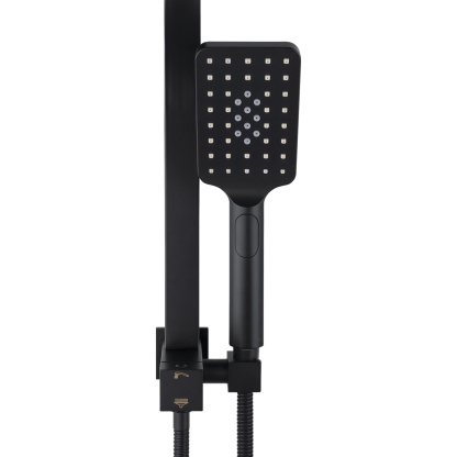 Bathroom 8“ Rectangle Rain Twin Shower Set Super Thin Overhead Shower Head 3 Function Hand-held Shower Rose Gooseneck Shower Arm Chrome/Black