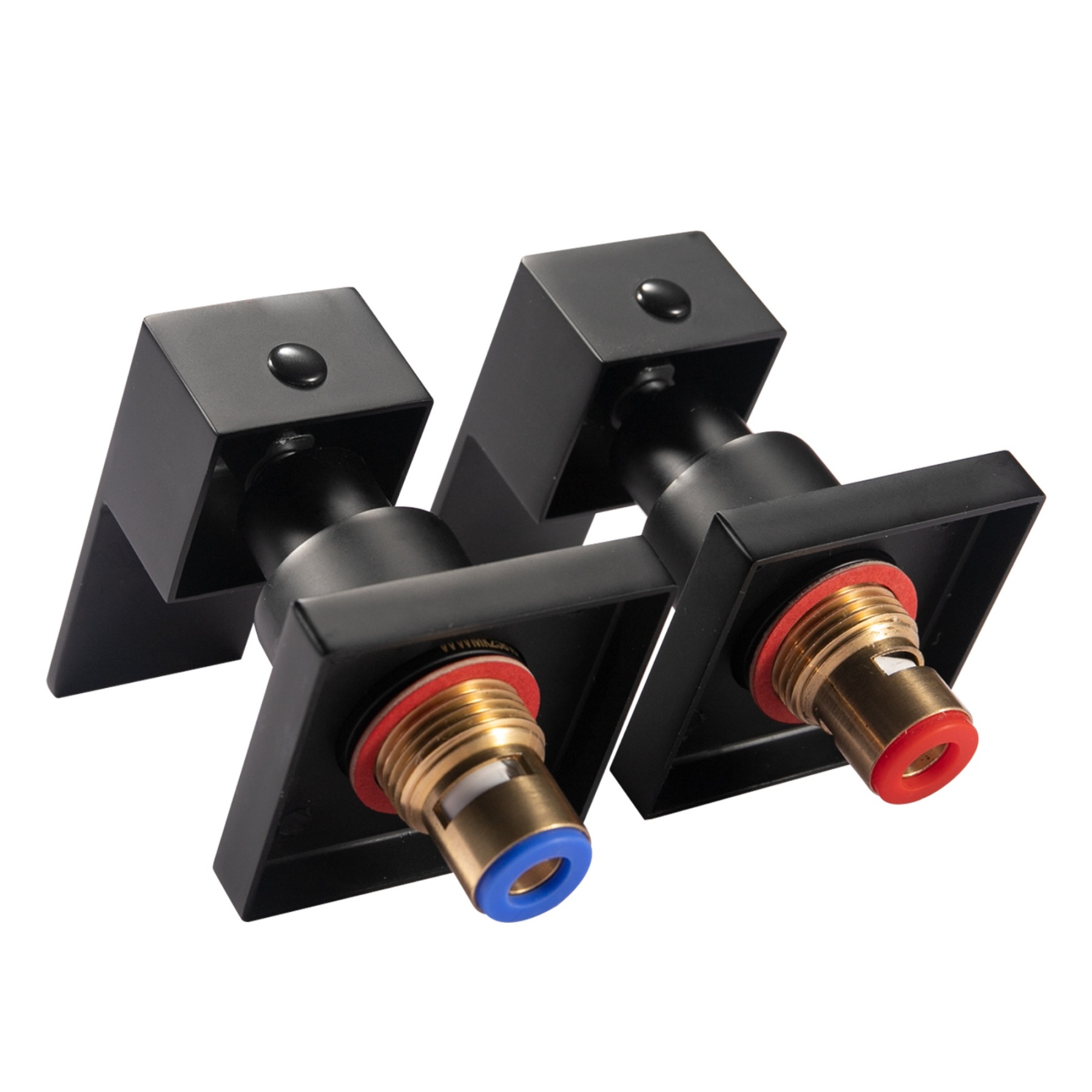 1/4 Bathroom Square Wall Mounted Twin Shower Taps Bath Basin Sink Hot Cold Mixer Taps Chrome/Matte Black/Gunmetal Grey