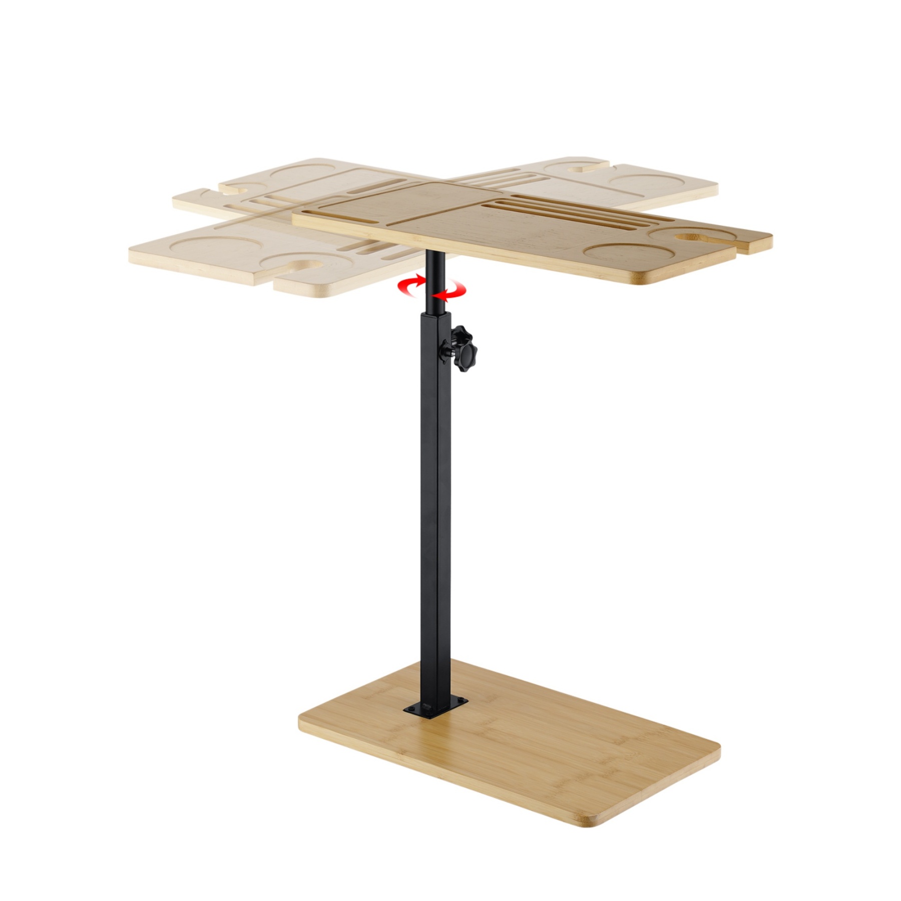 Adjustable Bamboo Bath Tub Side Table Bathroon Wine Phone iPad Holder Shelf Rotatable Sofa Stand Storage Rack