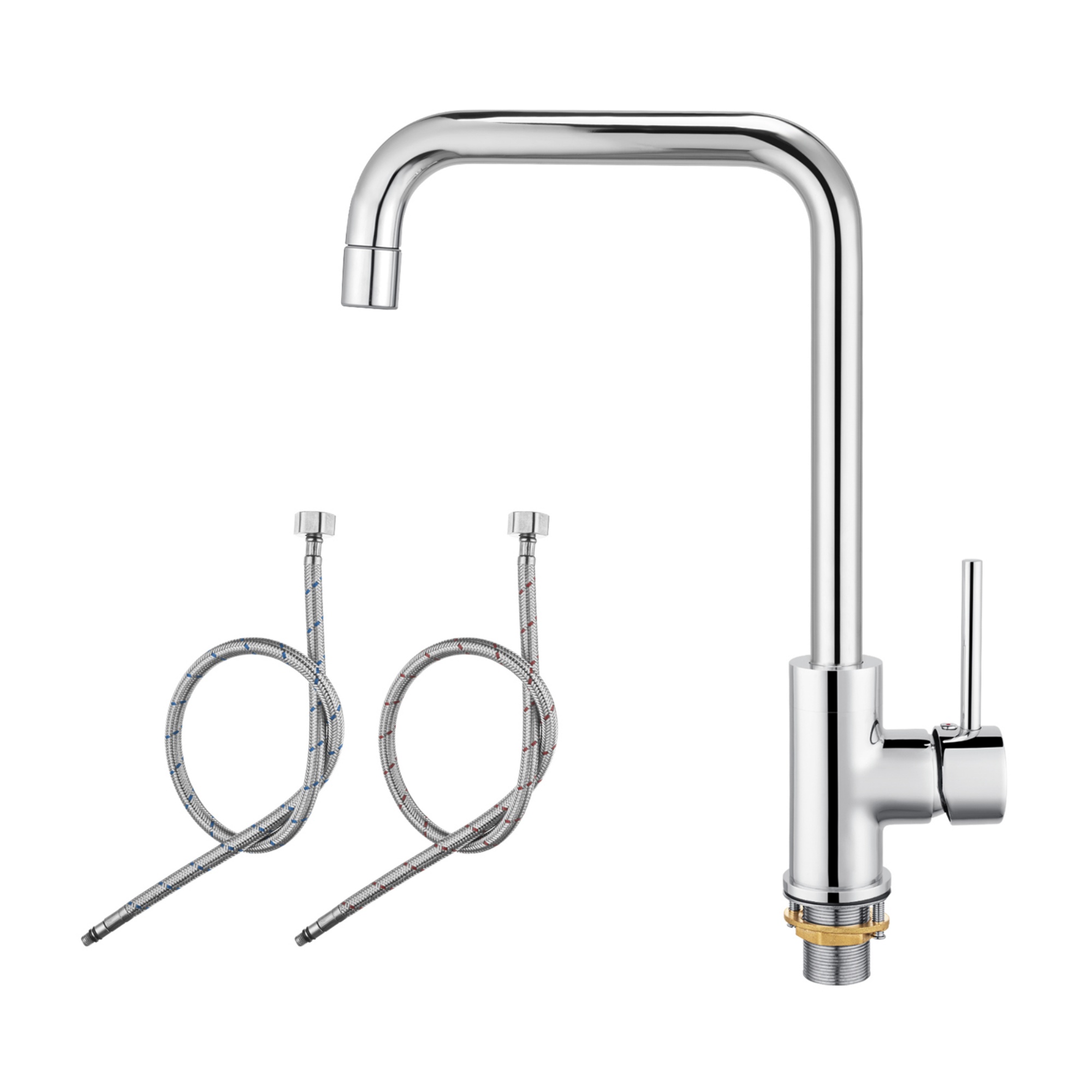 360° Swivel Round Brass Gooseneck Kitchen Sink Mixer Tap Laundry Basin Vanity 2 Mode Spray Spout Faucet Chrome/Yellow Gold