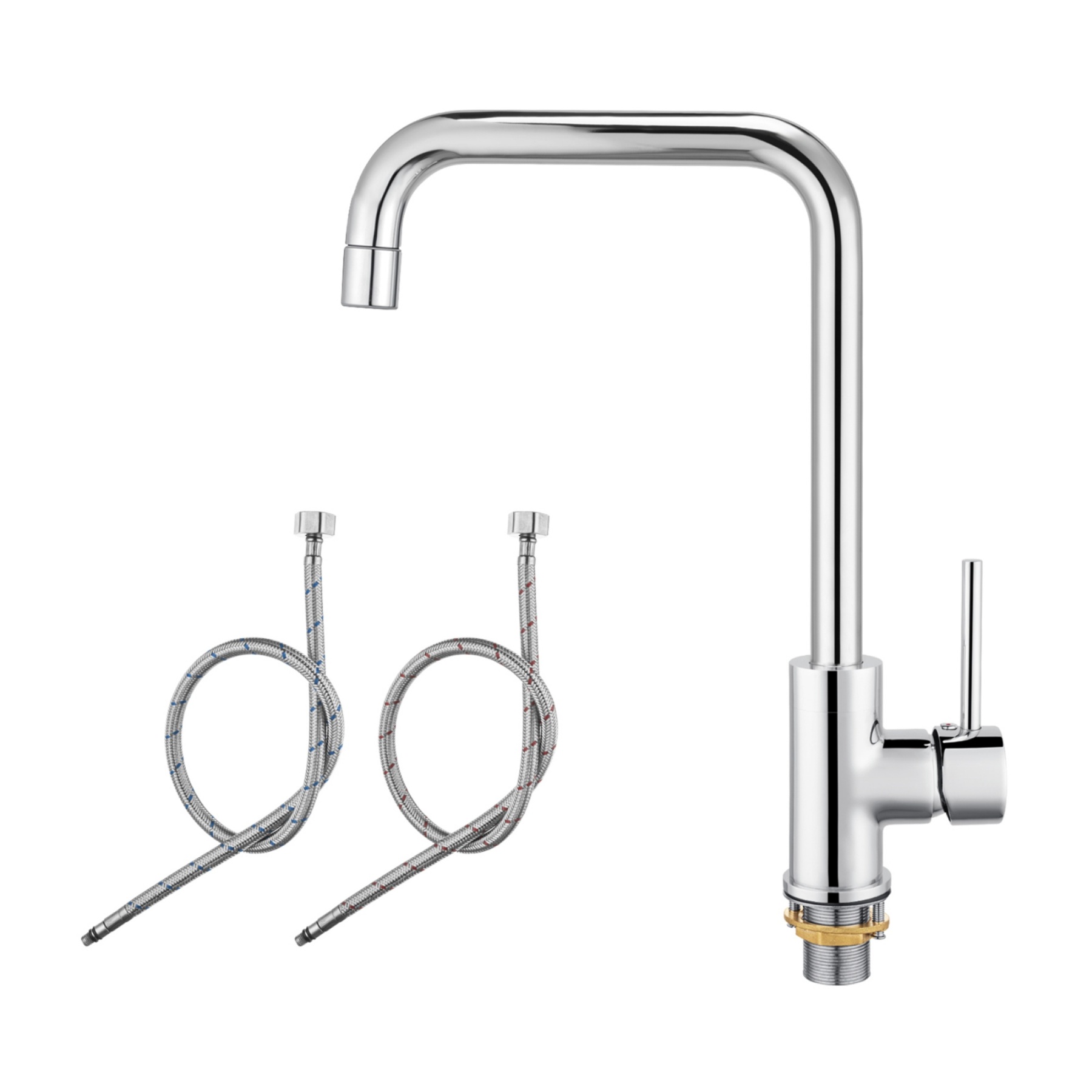 360° Swivel Round Brass Gooseneck Kitchen Sink Mixer Tap Laundry Basin Vanity 2 Mode Spray Spout Faucet Chrome/Yellow Gold