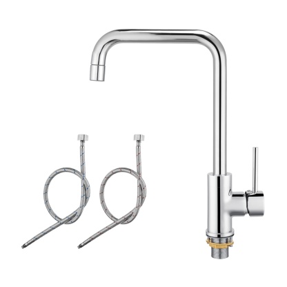 360° Swivel Round Brass Gooseneck Kitchen Sink Mixer Tap Laundry Basin Vanity 2 Mode Spray Spout Faucet Chrome/Yellow Gold