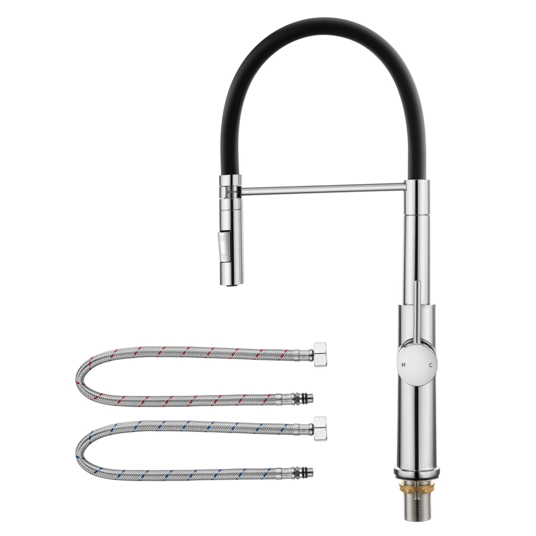 360° Swivel Pull-Out Kitchen Sink Mixer Tap 2 Function Laundry Basin Spout Faucet Chrome/Matte Black