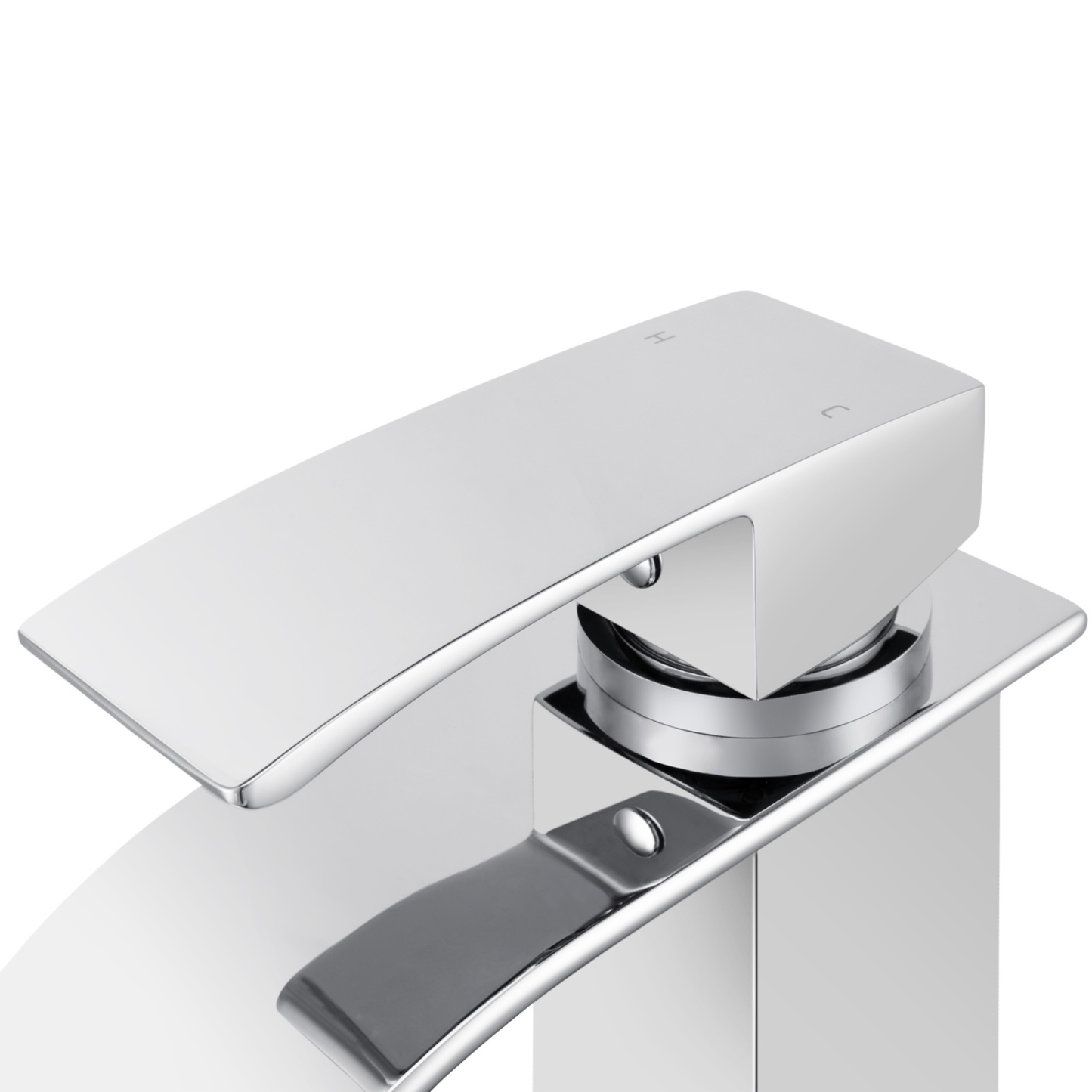 Square Brass Bathroom Basin Mixer Tap Laundry Sink Waterfall Spout Vanity Faucet Chrome/Black