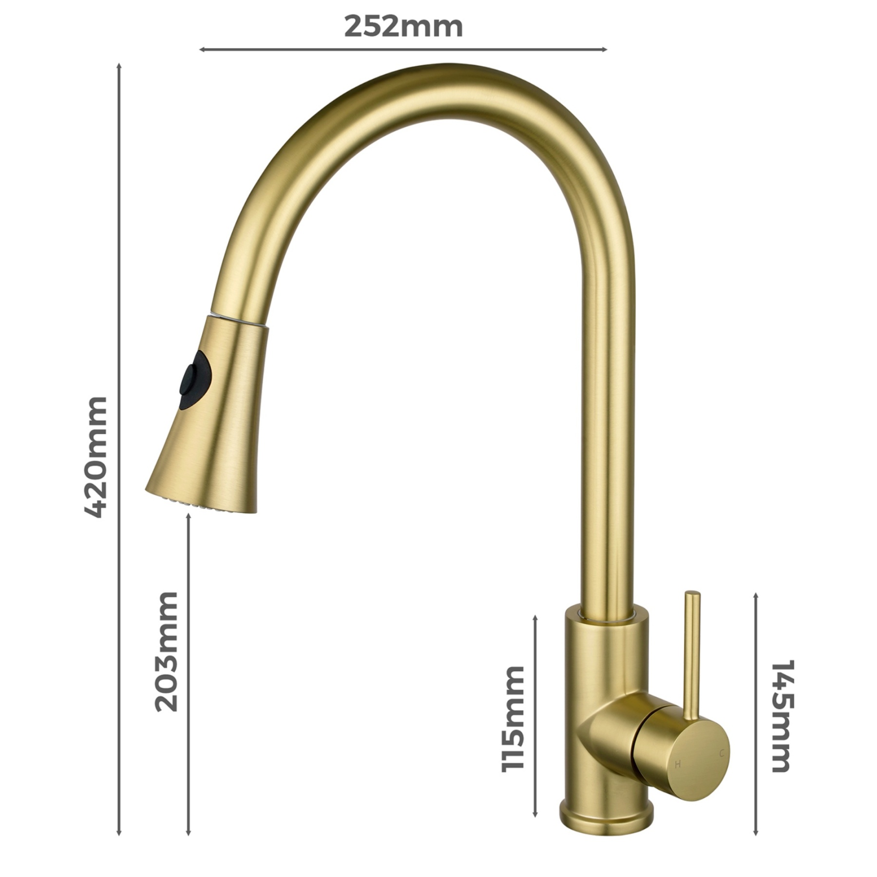 Swivel Pull Out Spout Kitchen Sink Basin Laundry Mixer Tap Brass WELS Black / Brushed Yellow Gold 