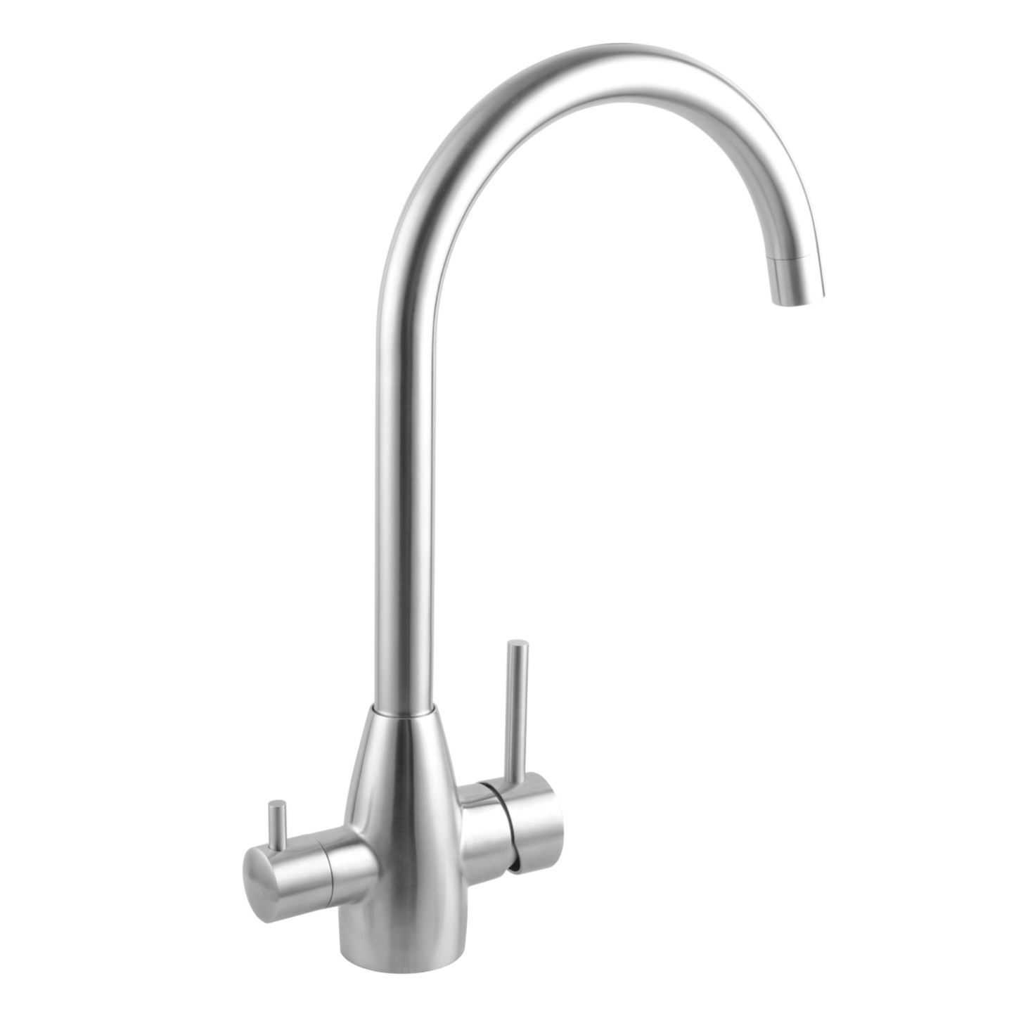 Round 3 Way Swivel Kitchen Sink Mixer Tap Pure Drinking Water Spout Faucet Brushed Nickel/Black