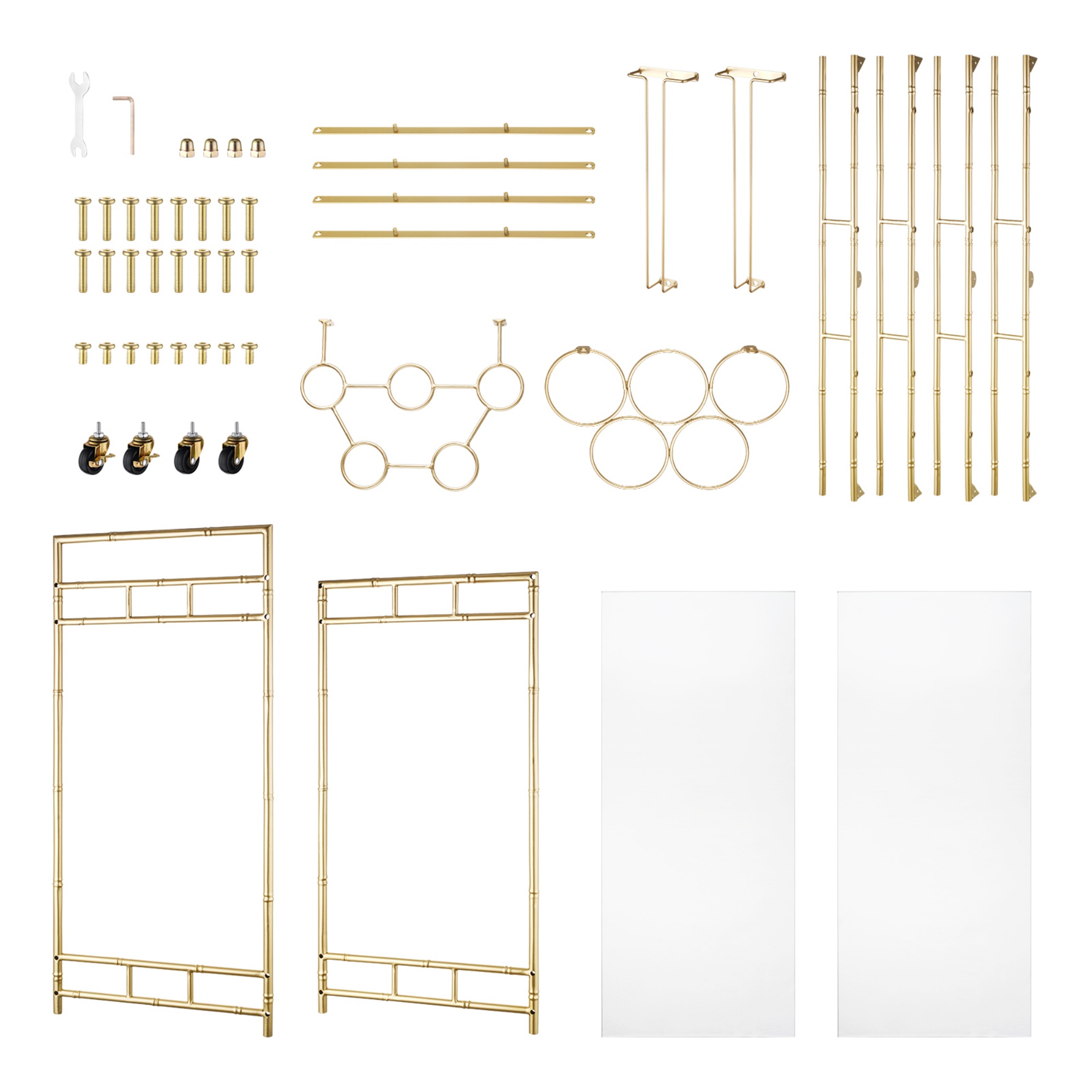 2 Tier Kitchen Island Food Fruit Serving Trolley Rolling Wine Bear Drinks Holder Bar Cart Glass Tabletop