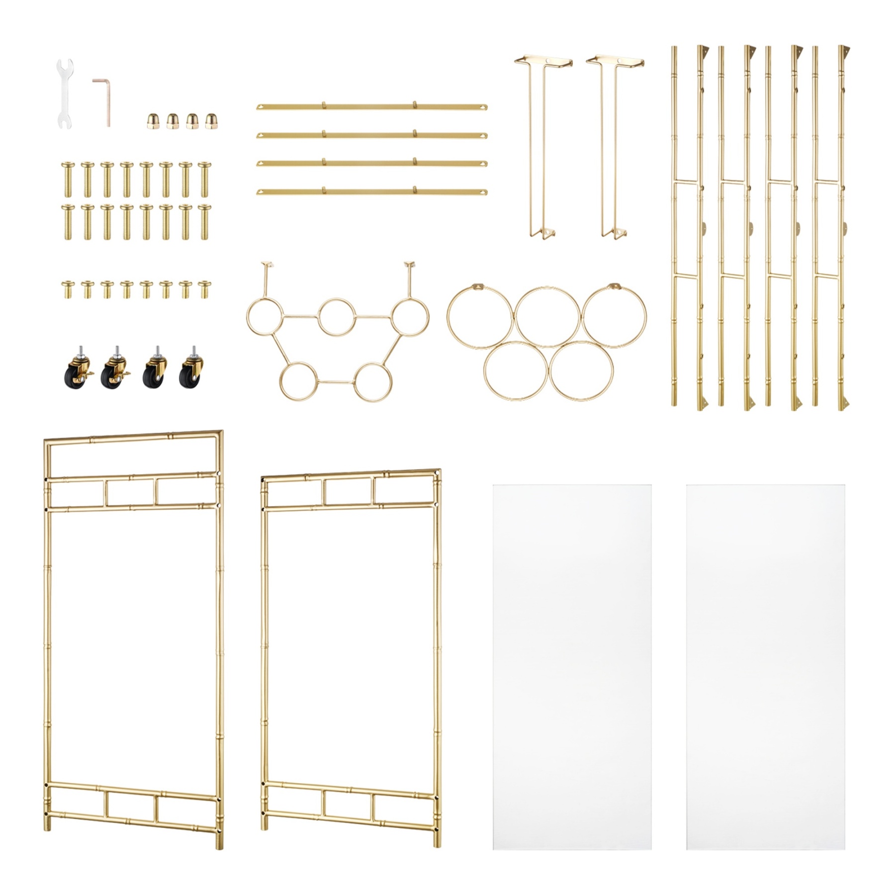 2 Tier Kitchen Island Food Fruit Serving Trolley Rolling Wine Bear Drinks Holder Bar Cart Glass Tabletop