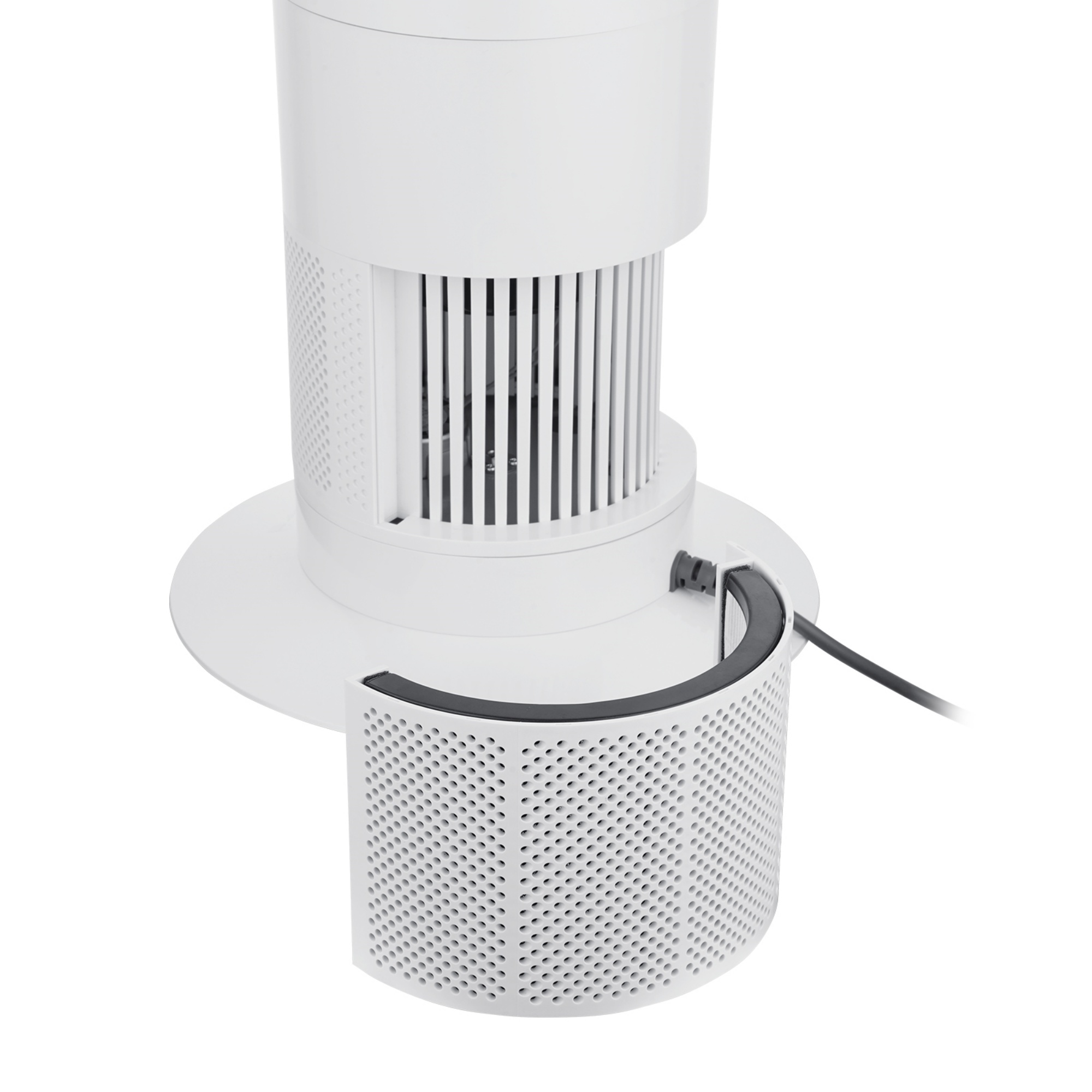 9 Speeds Freestanding Bladeless Oscillation Tilt  Fan Cool Hot Air Purification Remote Control White/Silver & Grey