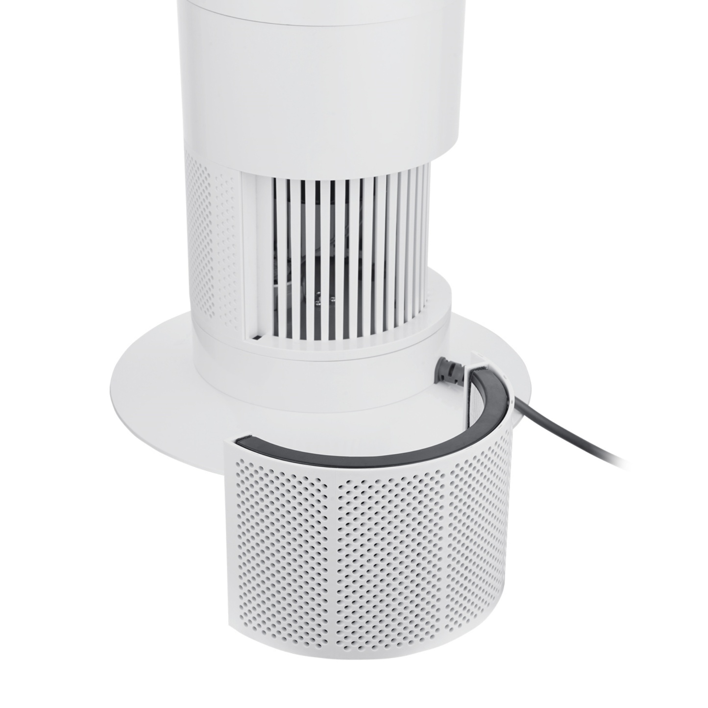 9 Speeds Freestanding Bladeless Oscillation Tilt  Fan Cool Hot Air Purification Remote Control White/Silver & Grey