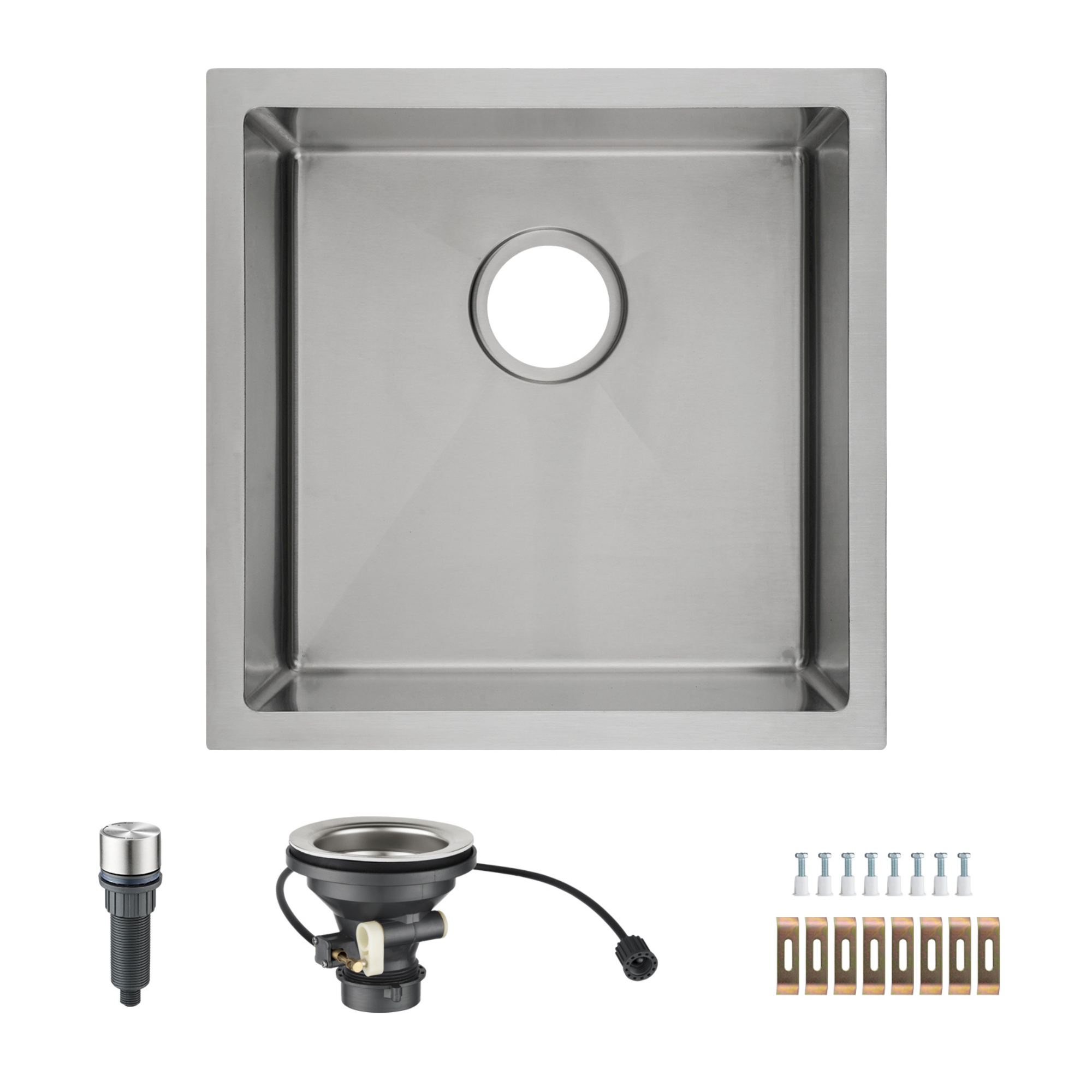 440x440mm Single Stainless Steel Kitchen Sink Smart Hand Free Drainage Top/Flush/Under Mount Satin Brush/Nano Black/Yellow Gold