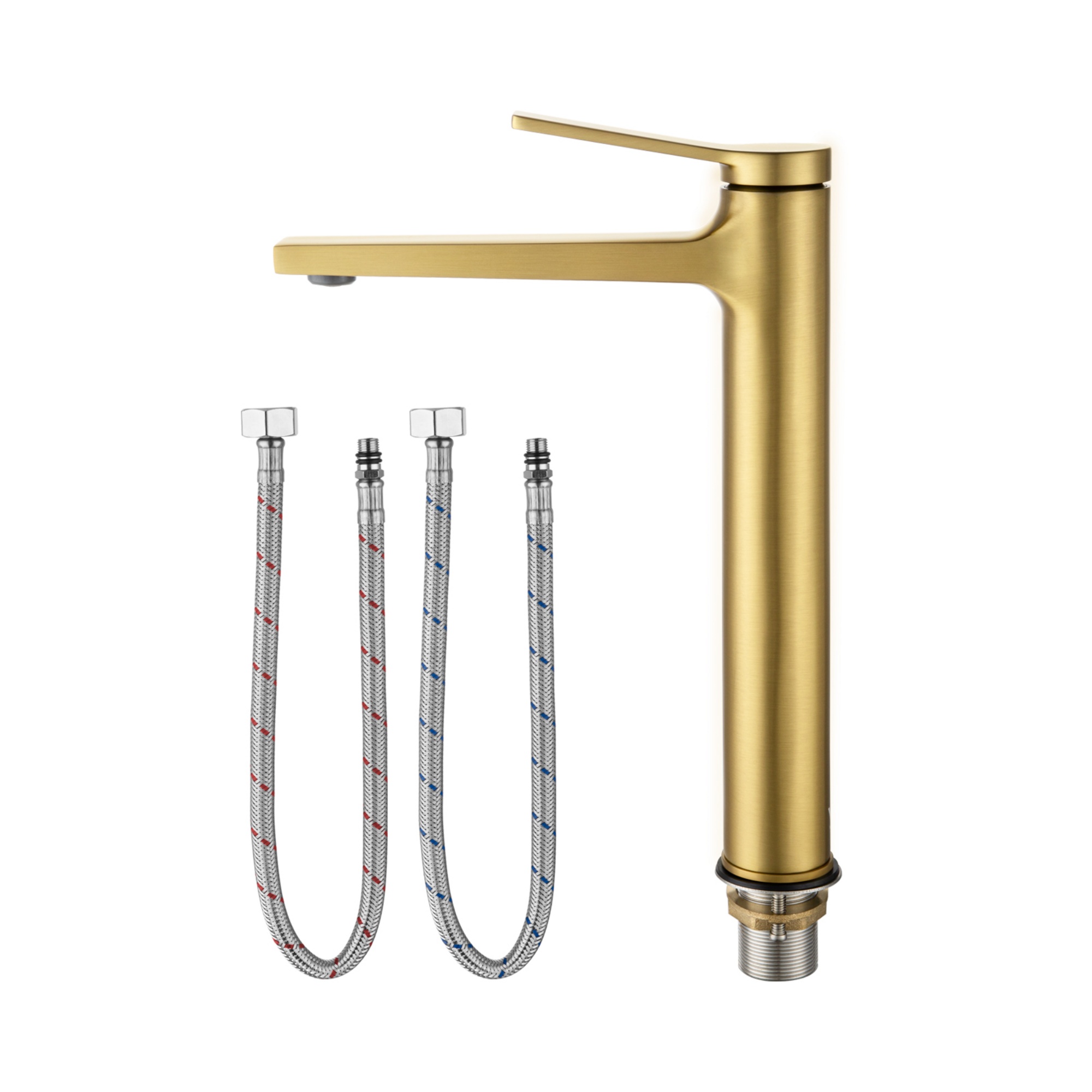 Round Brass Bathroom Basin Tall Mixer Tap Laundry Sink Vanity Flick Counter Top Faucet Chrome/Black/Brushed Gold