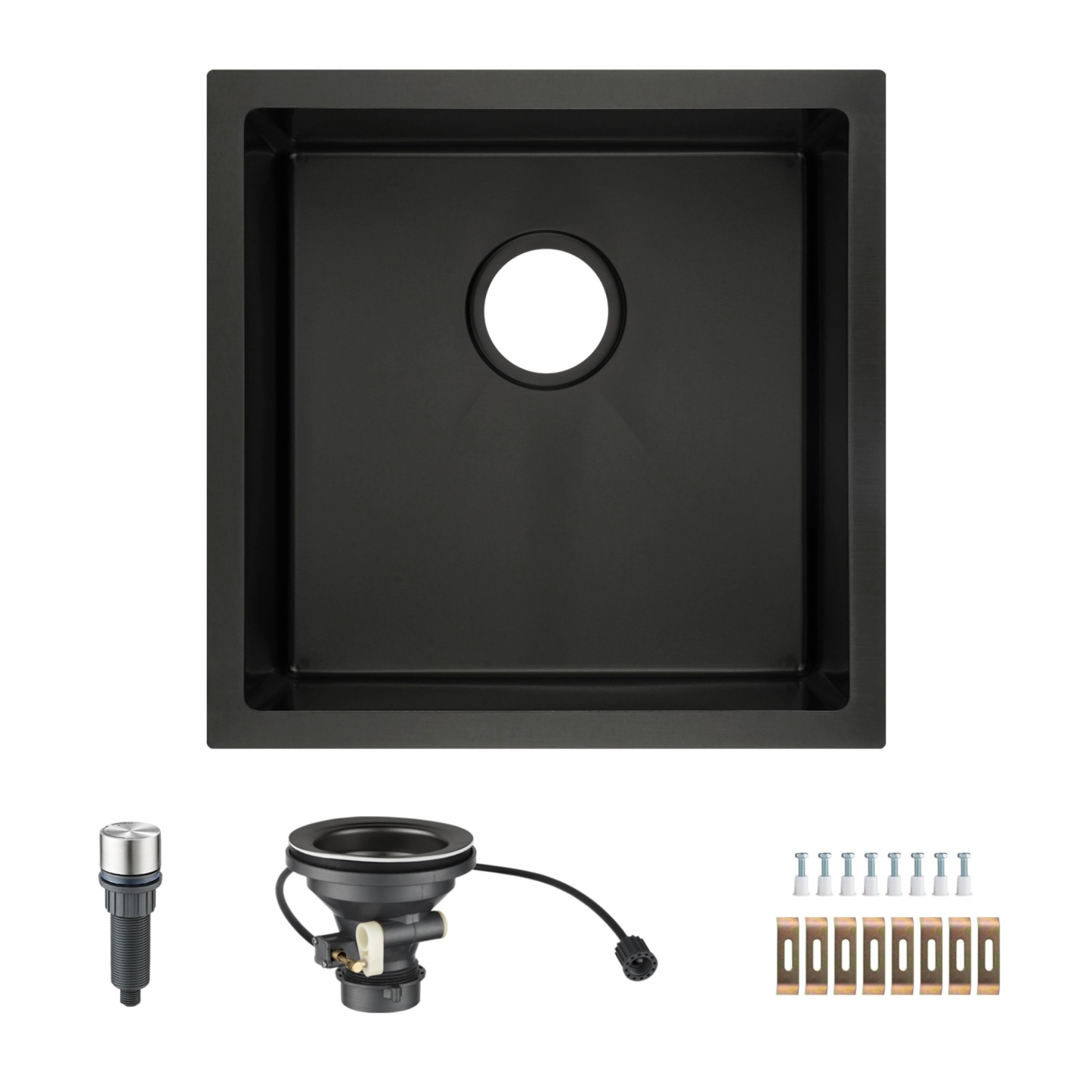 440x440mm Single Stainless Steel Kitchen Sink Smart Hand Free Drainage Top/Flush/Under Mount Satin Brush/Nano Black/Yellow Gold