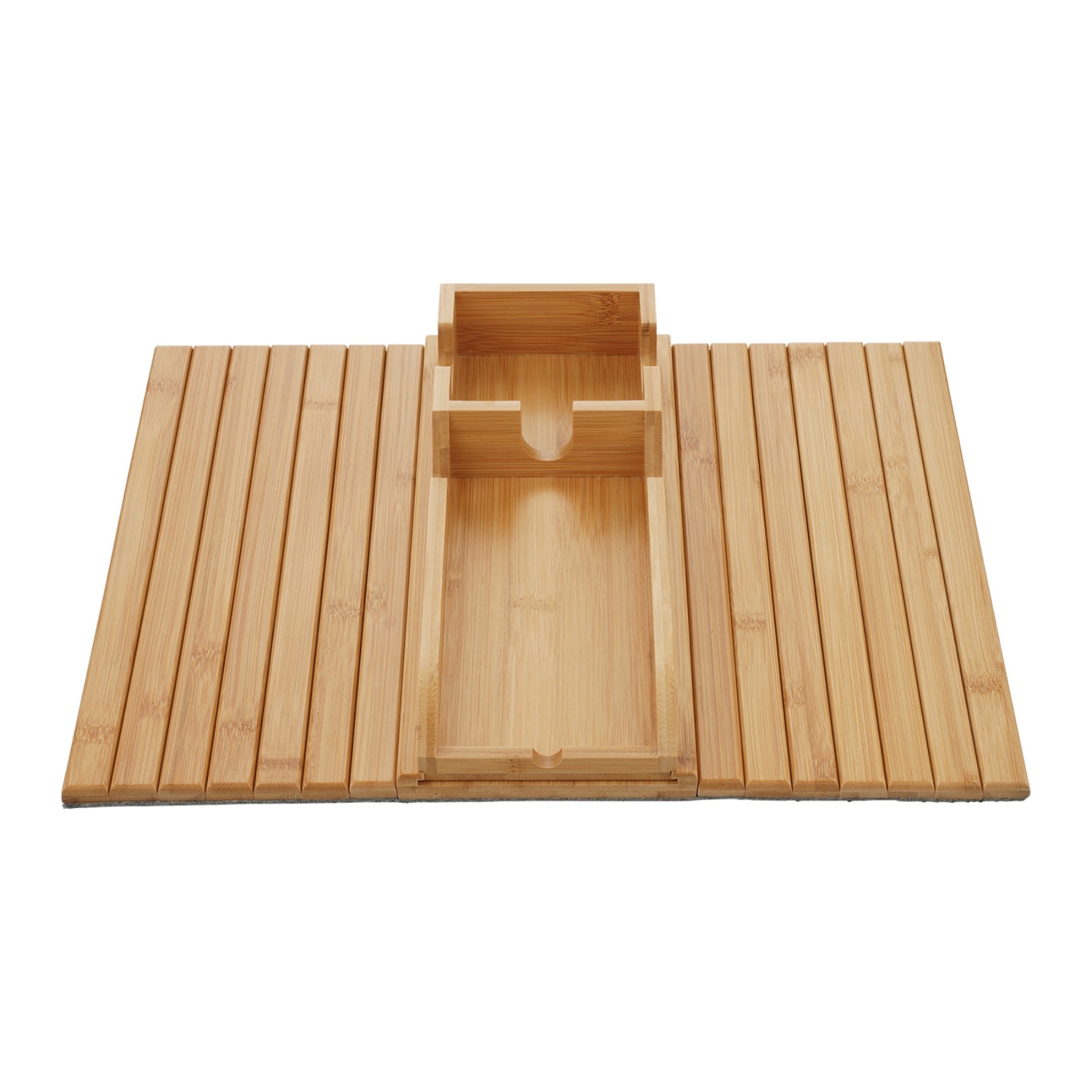 Multi-functional Bamboo Slide-Away Sofa Armrest Tray for Drinks Cellphone Remote Snacks Detachable Couch Arm Cup Holder Tray
